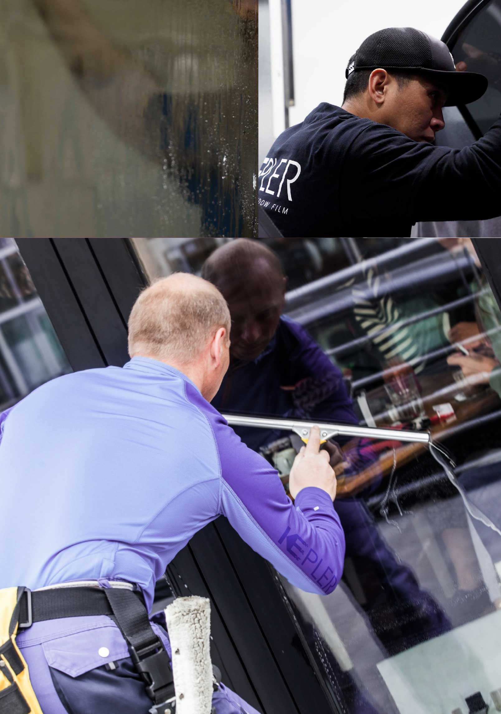 Kepler Skilled Applying Anti-Graffiti Window Film to a Bowie Shop Front