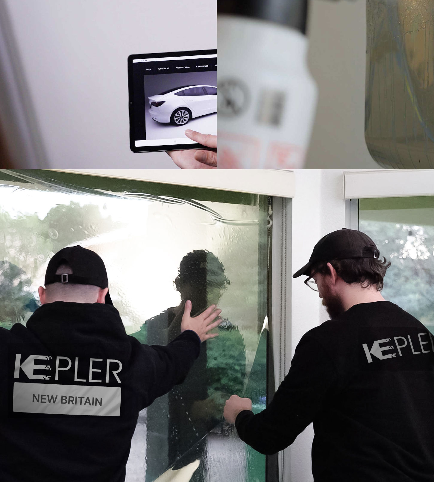 Expert Technician Fitting Ceramic Window Tint to Home in New Britain