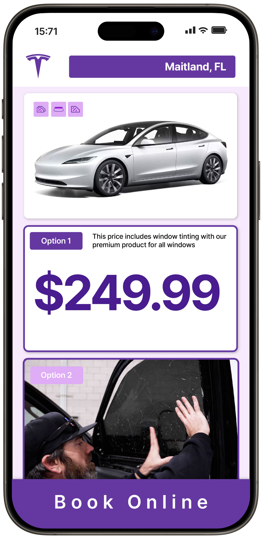View Reasonable Tesla Window Tinting Prices in Maitland, Florida