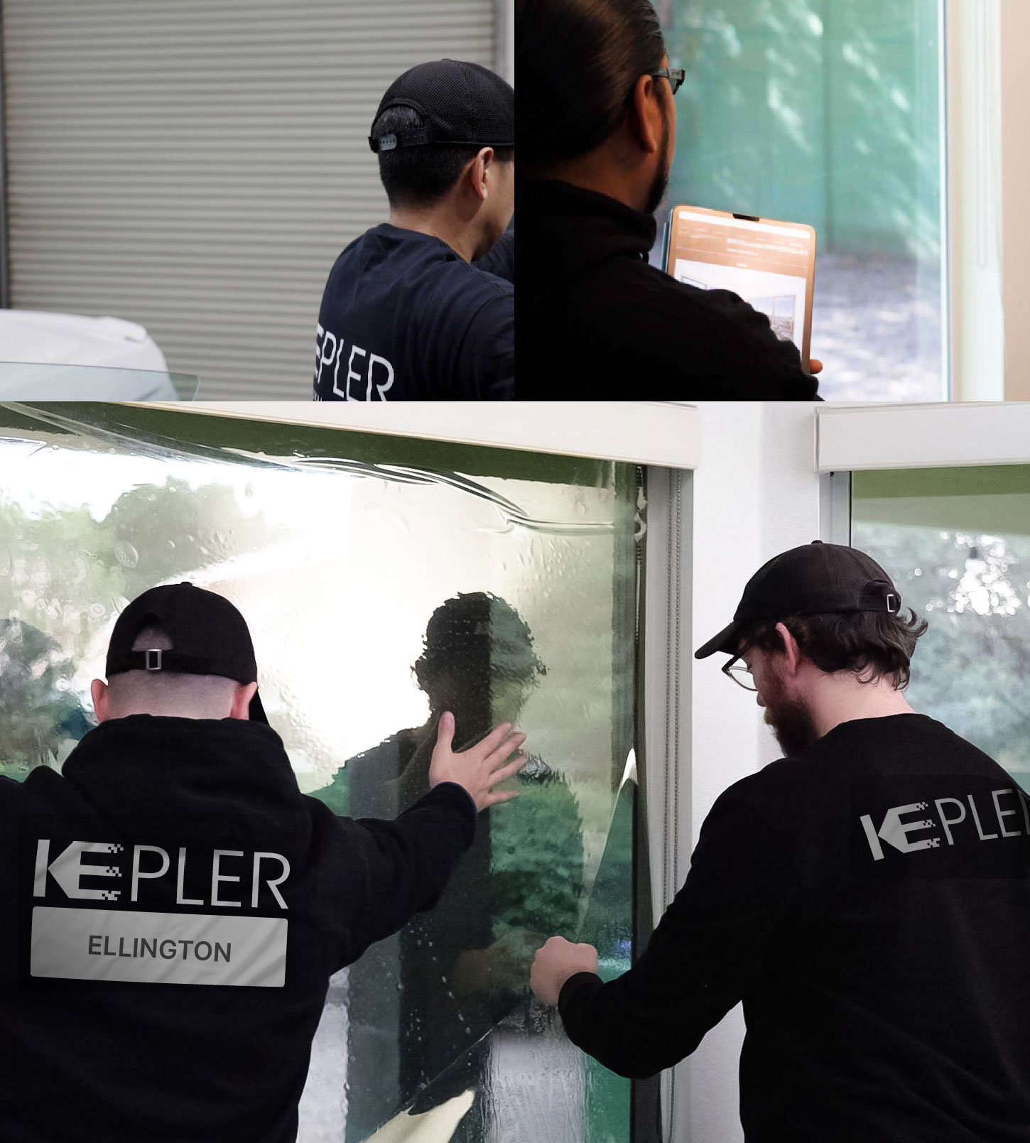 Expert Technician Applying Ceramic Window Tint to Home in Ellington