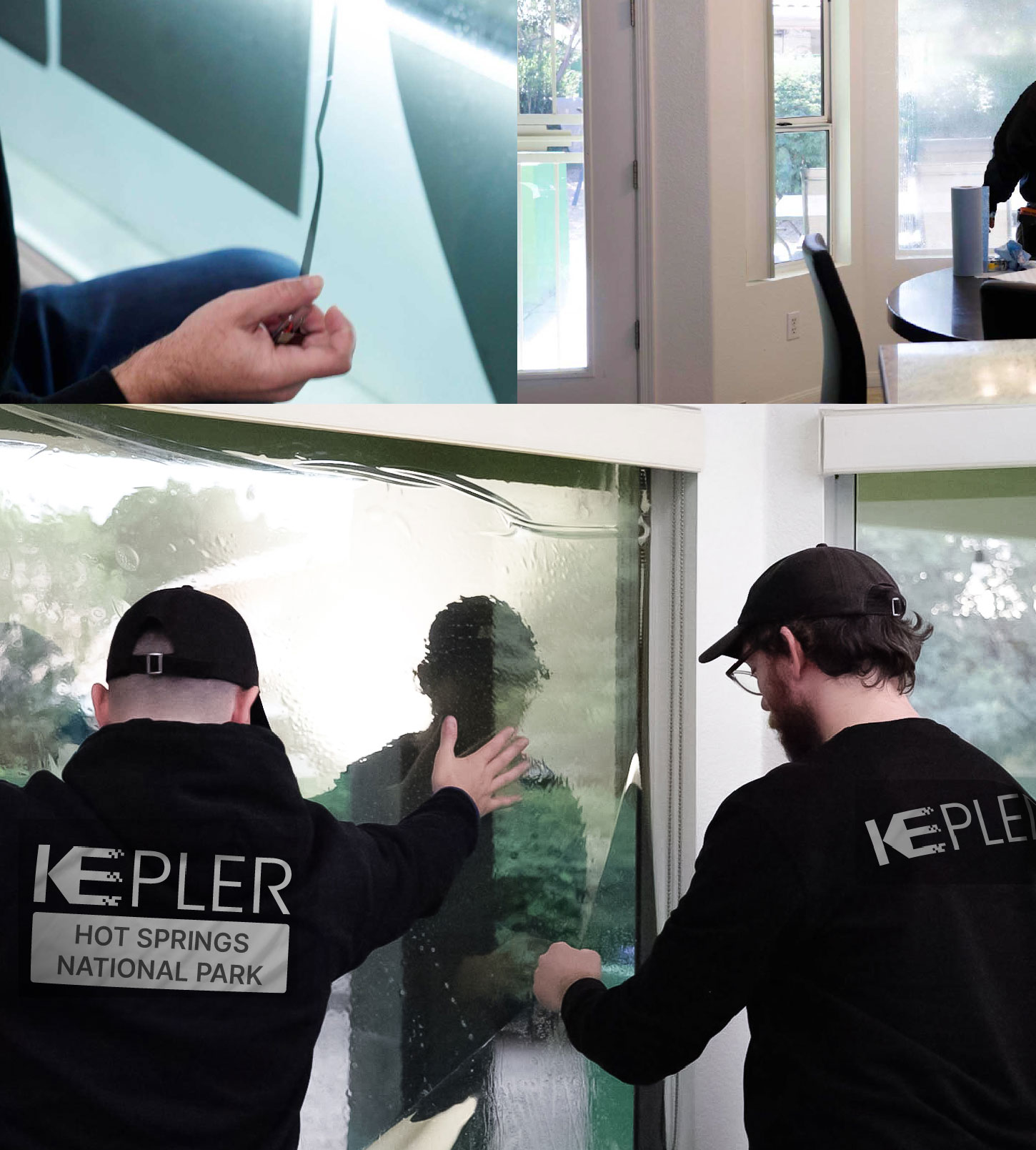 Expert Technician Applying High-tech Window Tint to Home in Hot Springs National Park