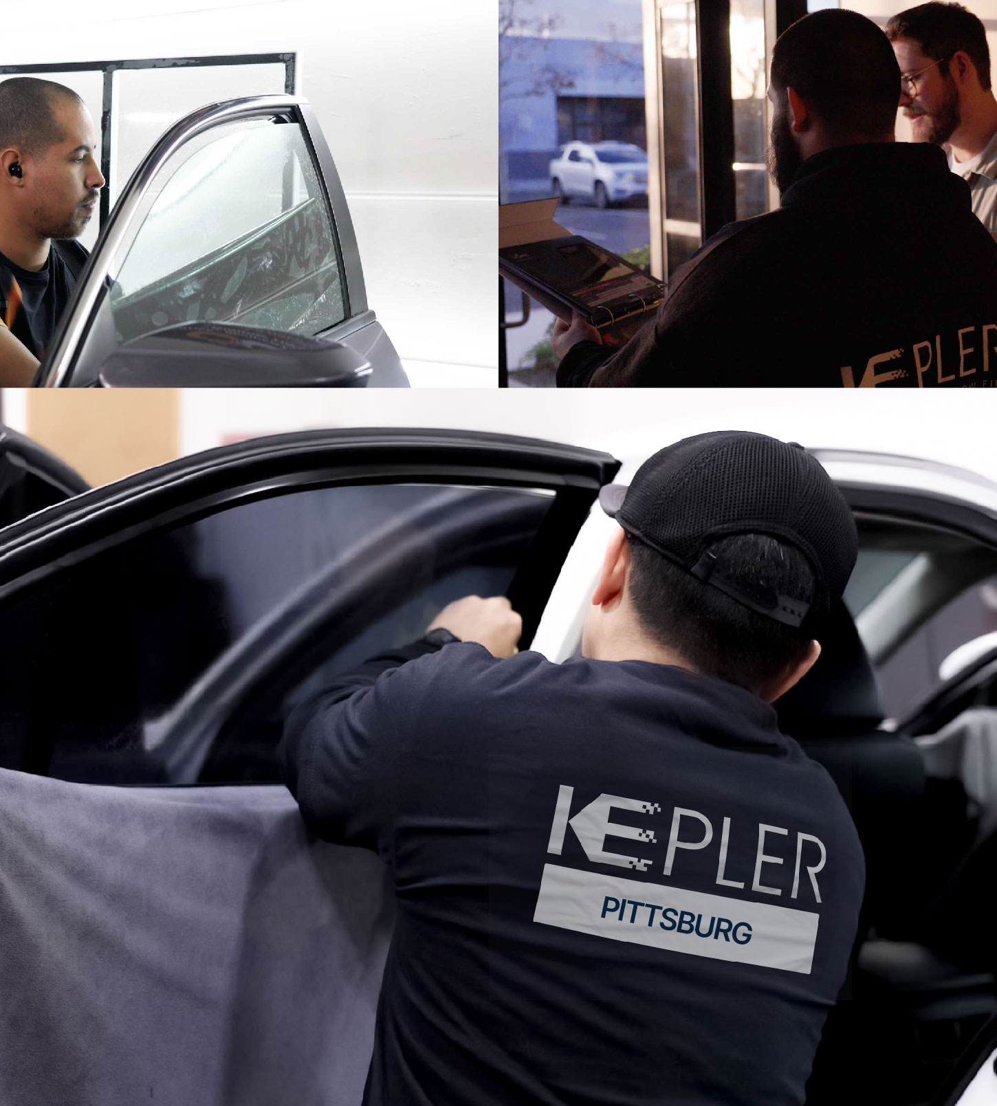 Automotive Window Tinting Expert Applying Film in Pittsburg, Kansas
