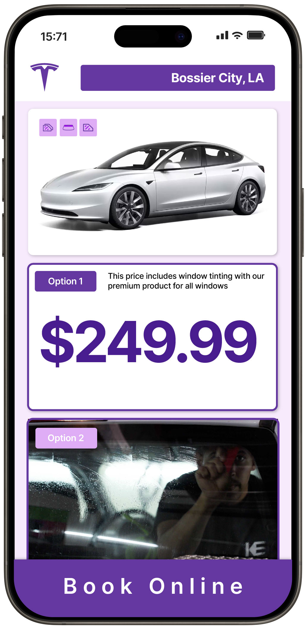 View Affordable Tesla Window Tinting Rates in Bossier City, Louisiana