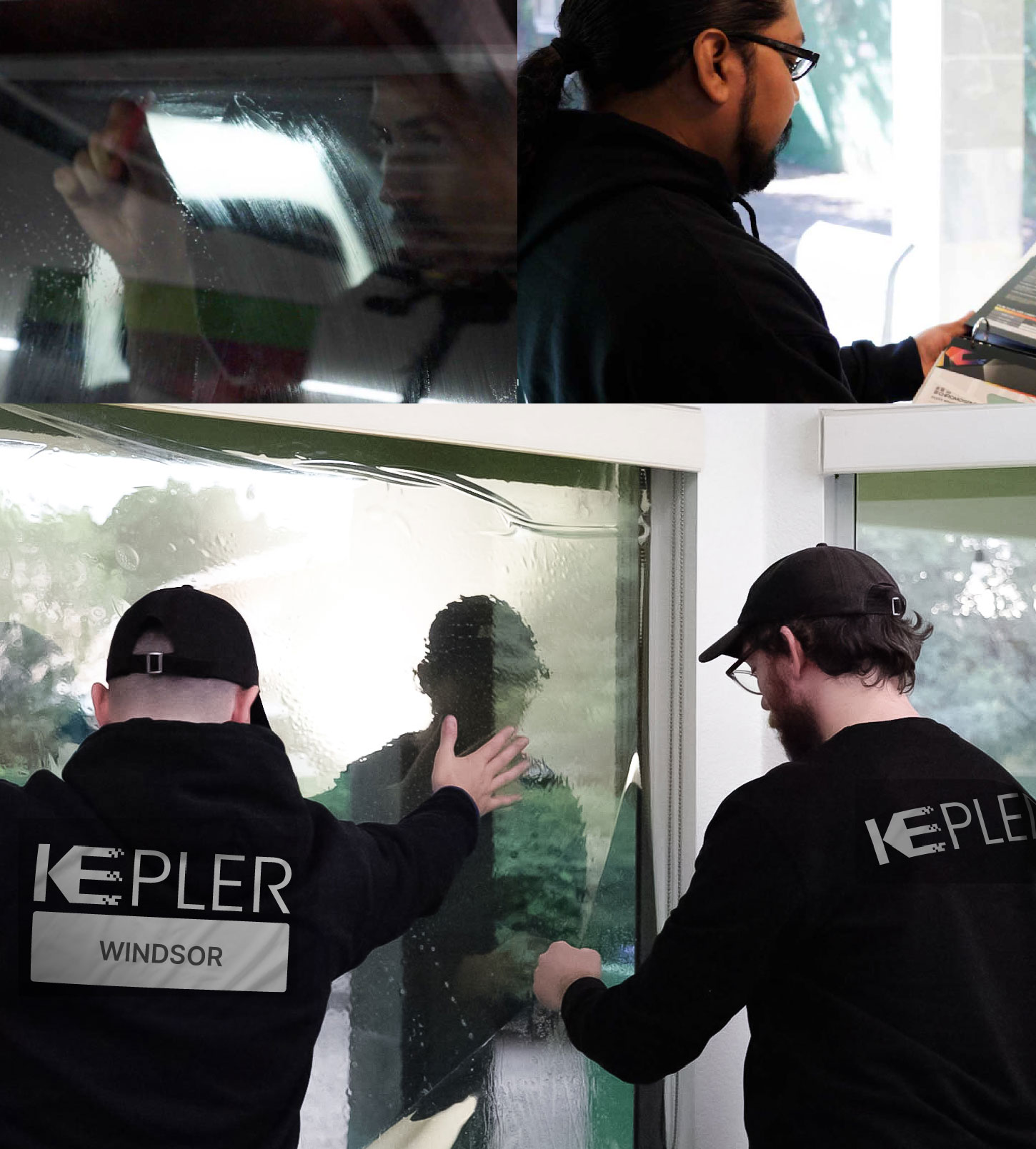 Kepler Technician Installing High-tech Window Tint to Home in Windsor