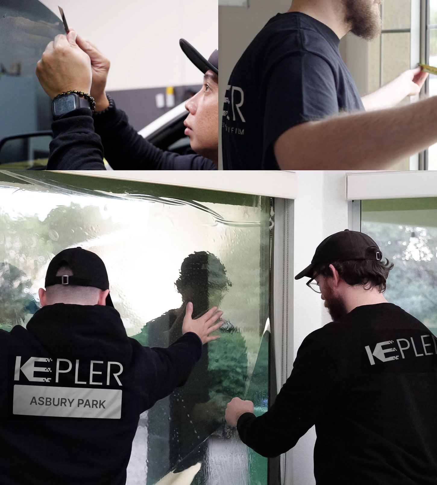 Kepler Technician Installing Advanced Window Tint to Home in Asbury Park