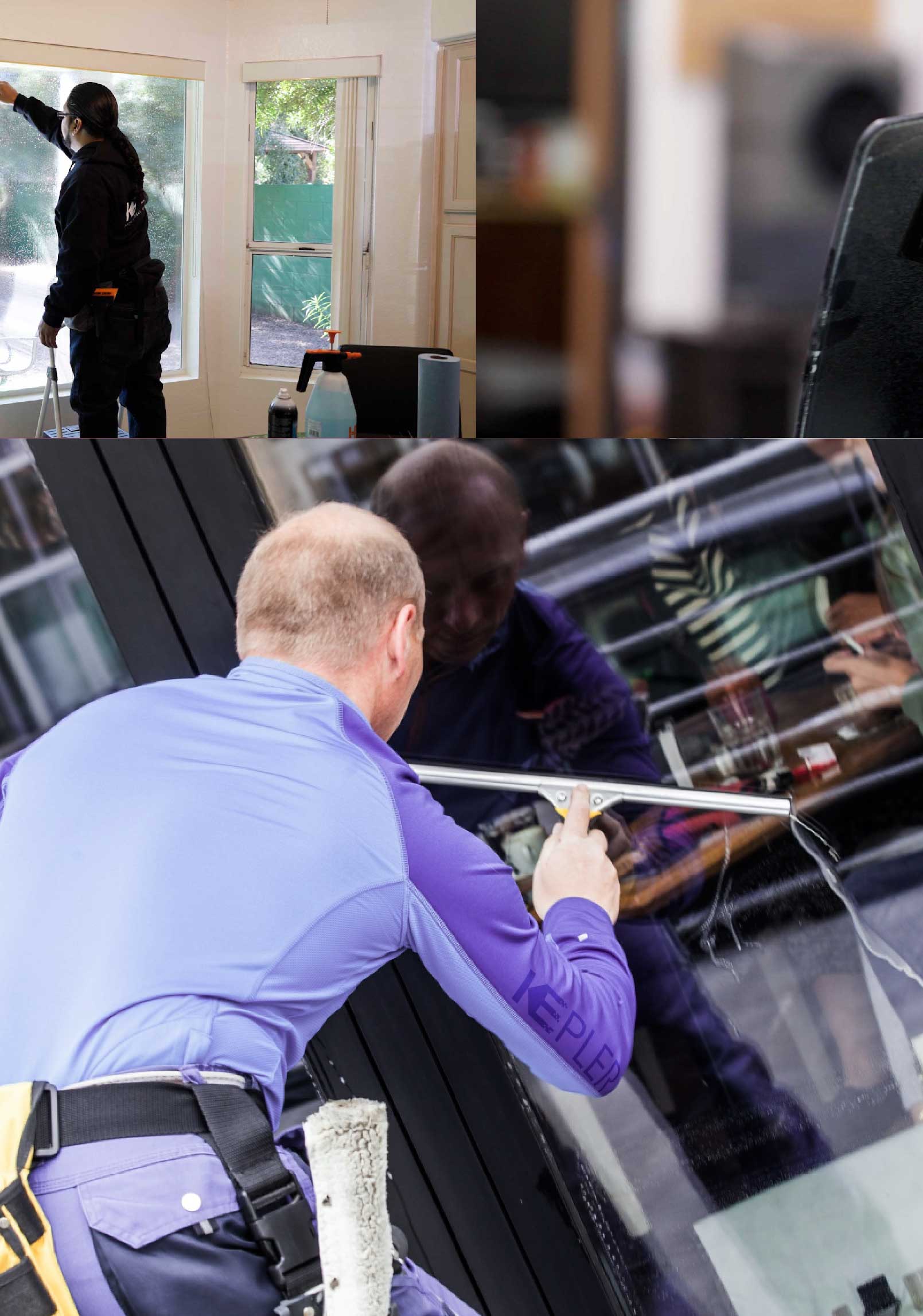 Kepler Skilled Applying Anti-Graffiti Window Film to a Visalia Shop Front
