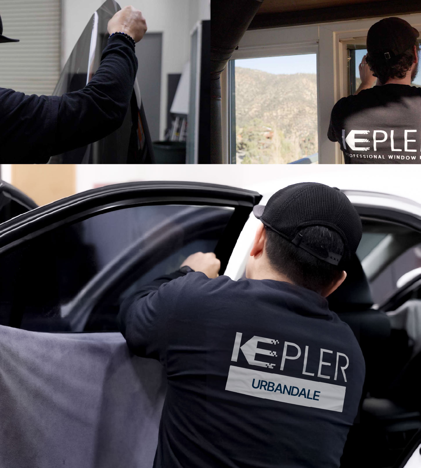 Automotive Window Tinting Expert Applying Film in Urbandale, Iowa