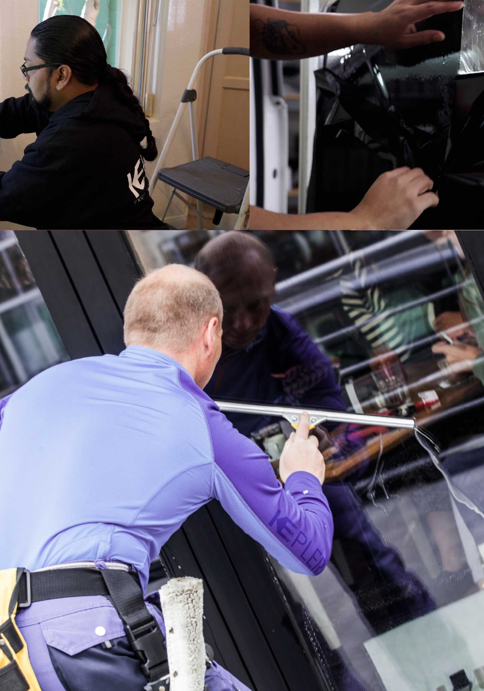 Kepler Skilled Applying Anti-Graffiti Window Film to a San Jacinto Shop Front