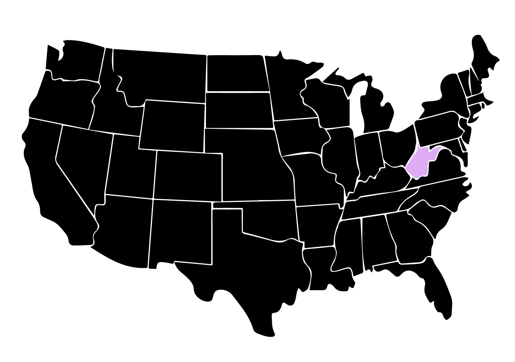Map Displaying Location of Kepler Home Window Tinters in Martinsburg, West Virginia with Purple Area on the State