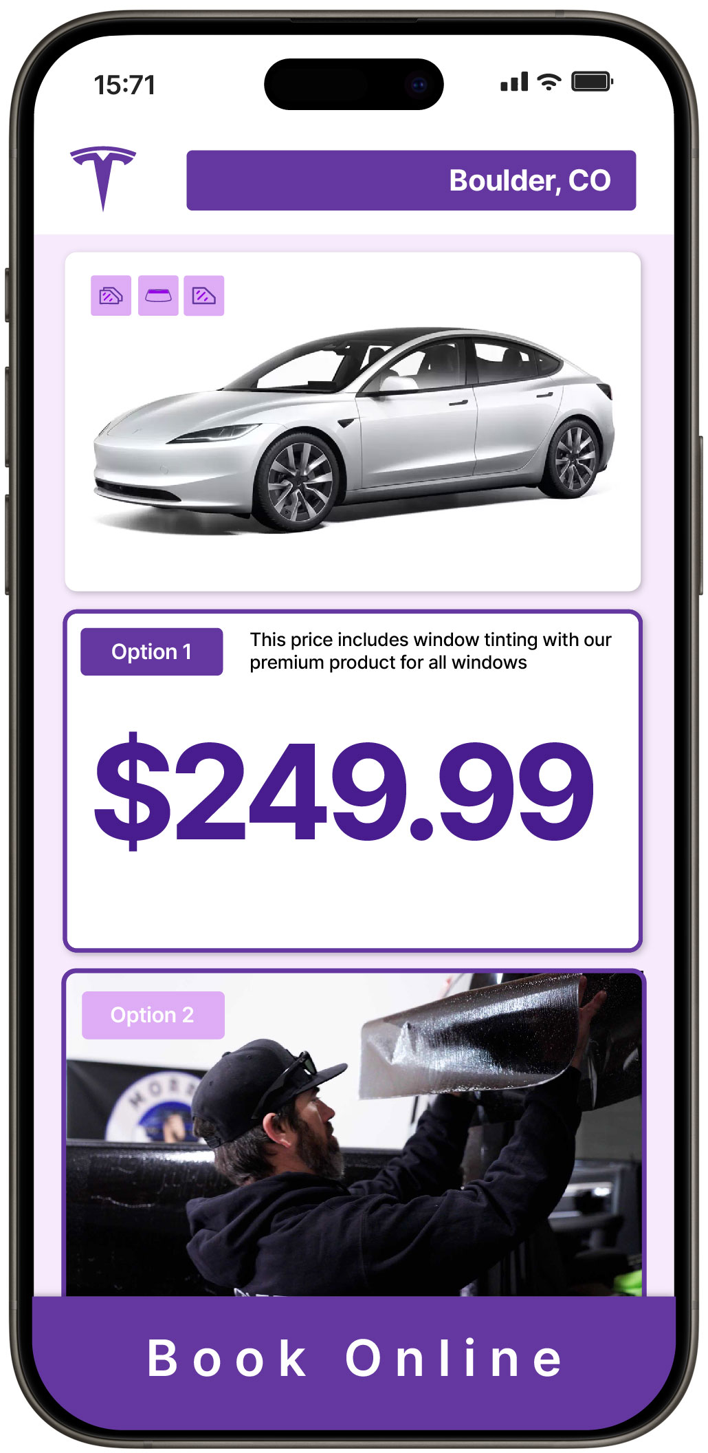 View Affordable Tesla Window Tinting Prices in Boulder, Colorado
