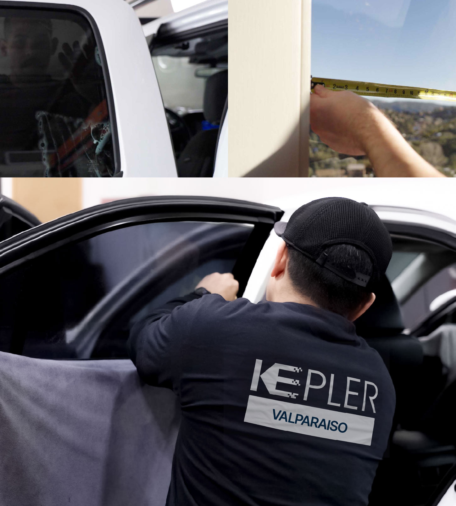 Automotive Window Tinting Expert Applying Film in Valparaiso, Indiana
