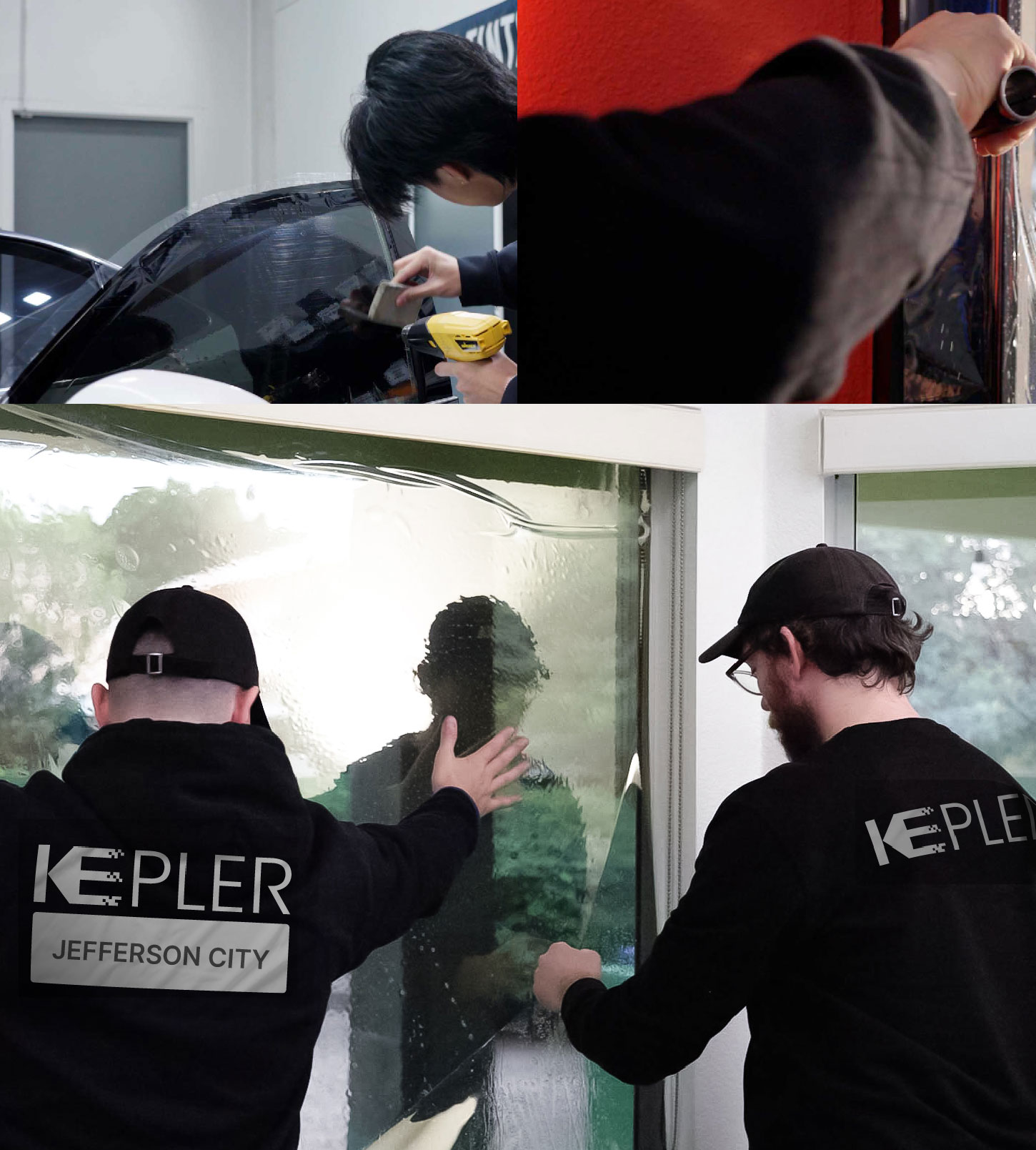 Expert Technician Installing Advanced Window Tint to Home in Jefferson City