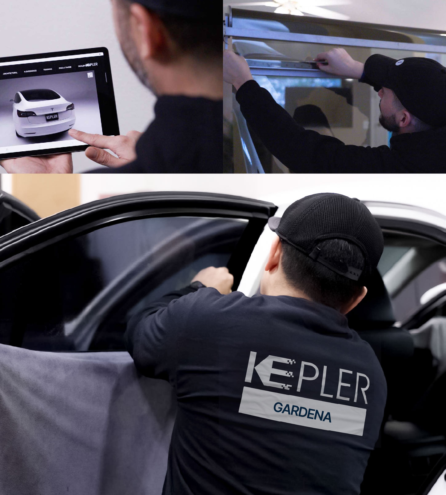 Automotive Window Tinting Expert Applying Film in Gardena, California