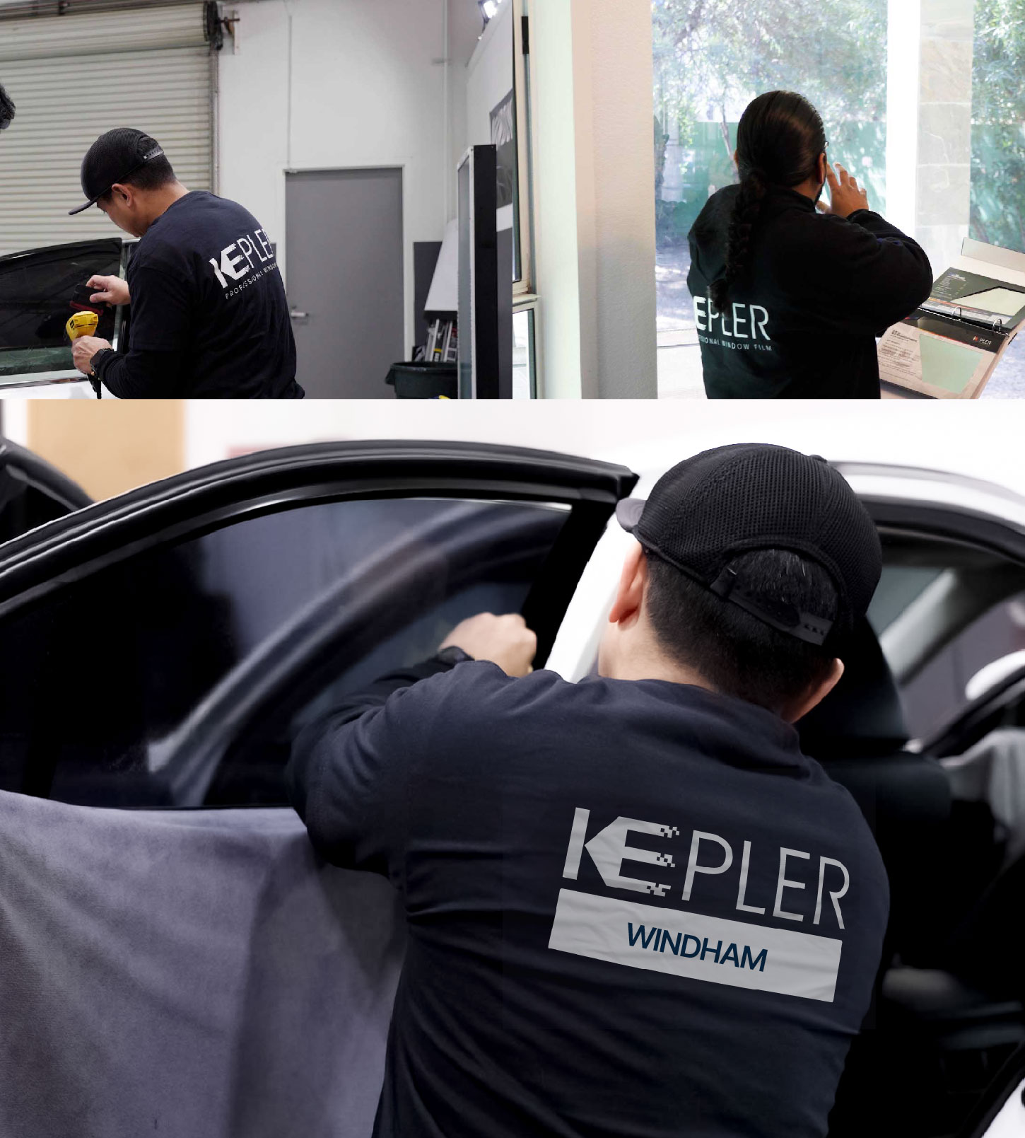 Automotive Window Tinting Expert Applying Film in Windham, Connecticut