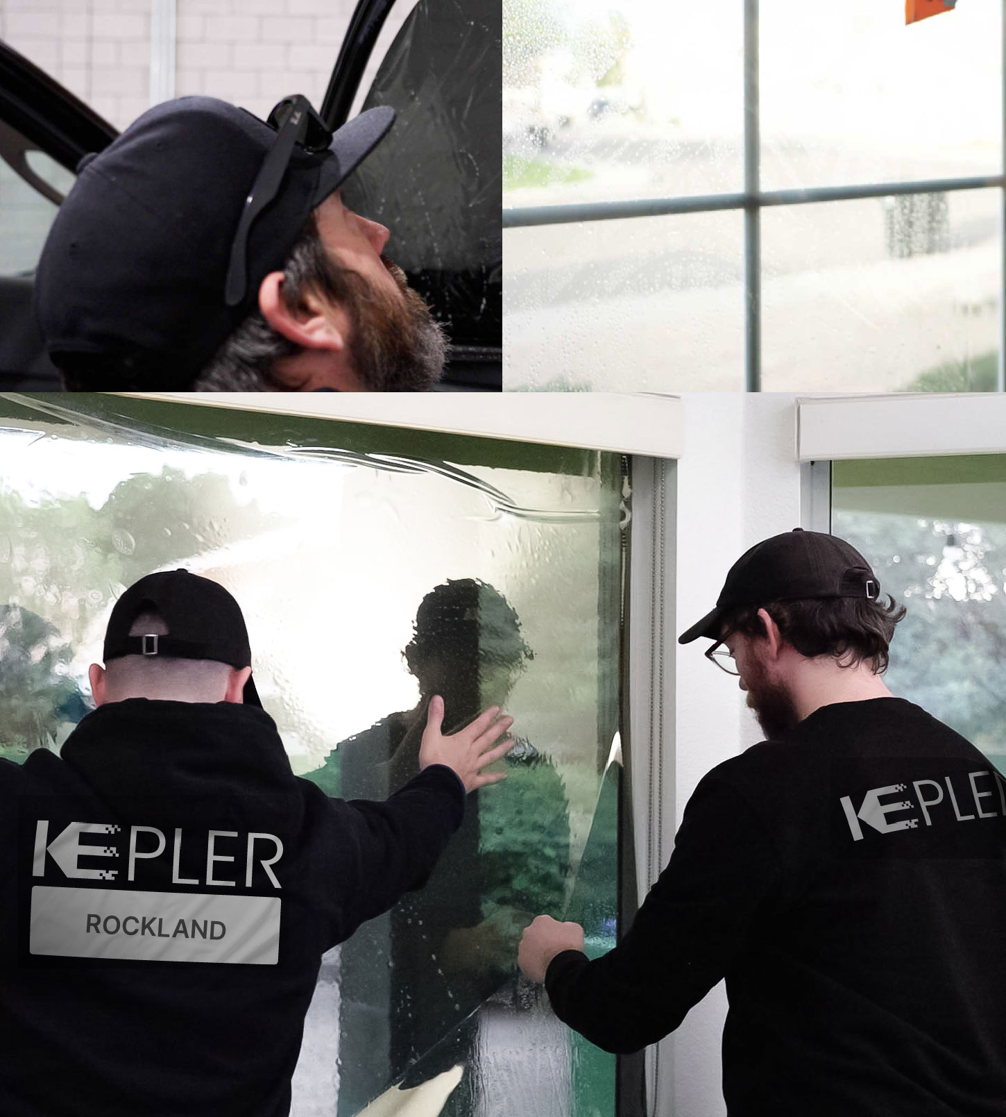 Expert Technician Installing Advanced Window Tint to Home in Rockland