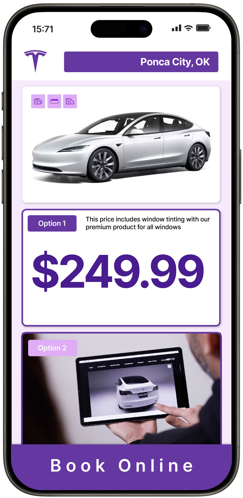 View Competitive Tesla Window Tinting Rates in Mustang, Oklahoma