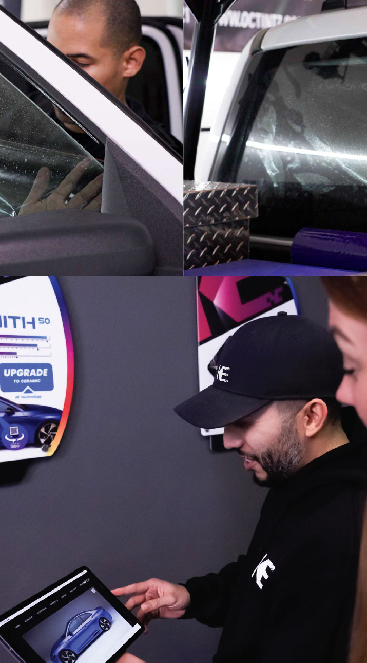 Kepler Dealer Showing Car Window Film Options to Customer in Charlottesville, Virginia
