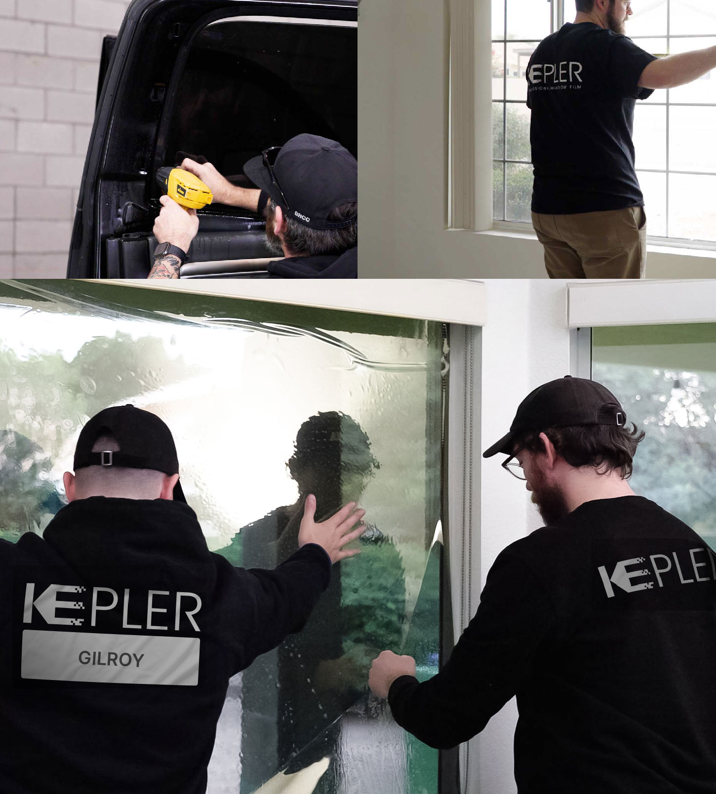 Expert Technician Installing Advanced Window Tint to Home in Gilroy