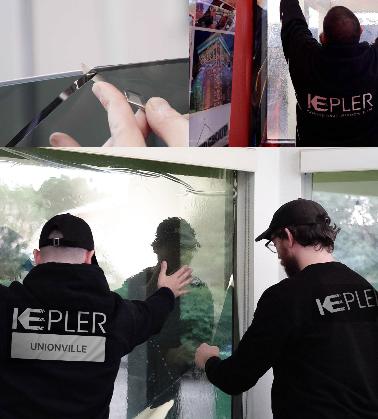 Kepler Technician Applying High-tech Window Tint to Home in Unionville