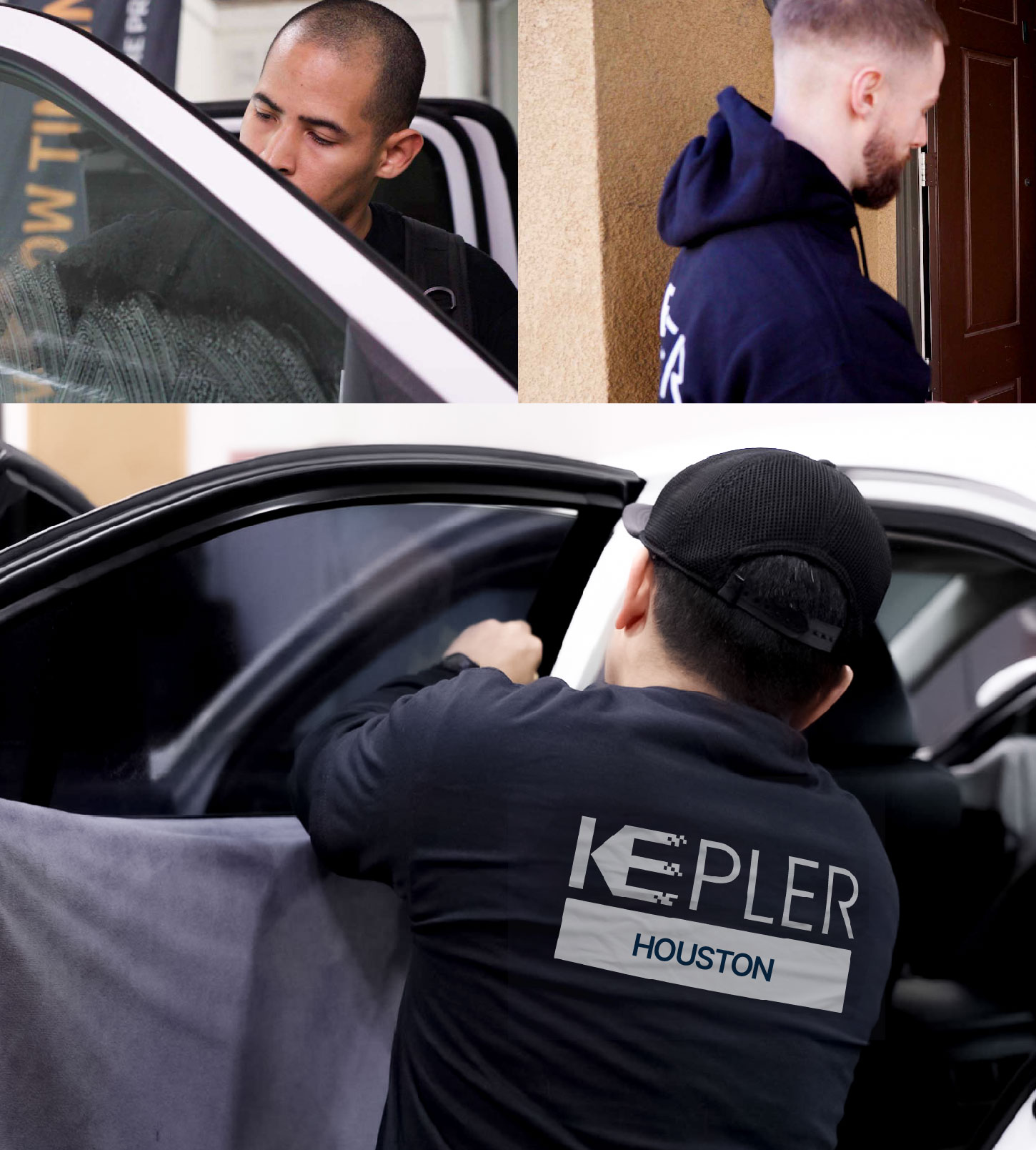 Automotive Window Tinting Expert Applying Film in Houston, Texas