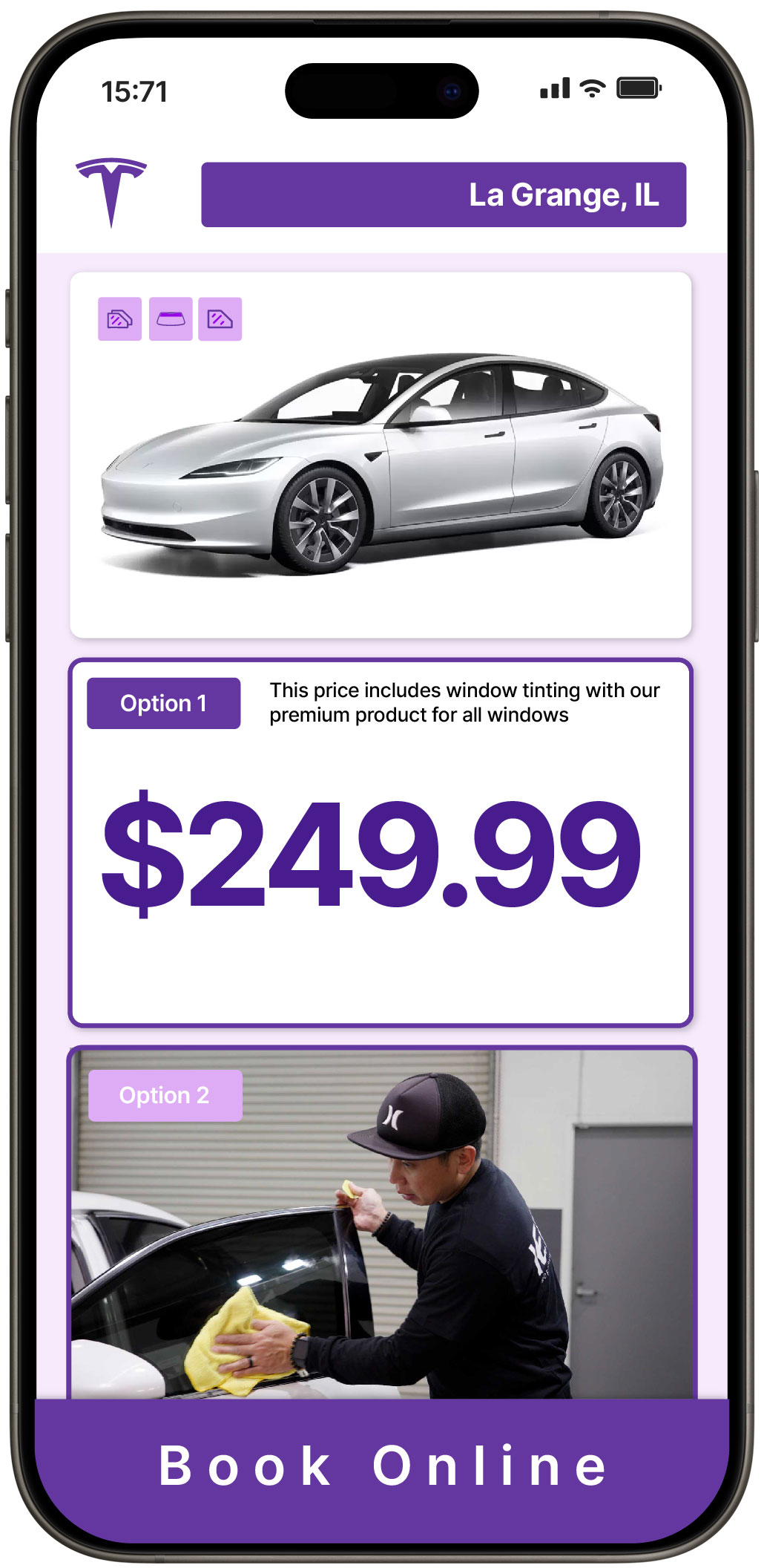 View Affordable Tesla Window Tinting Rates in La Grange, Illinois