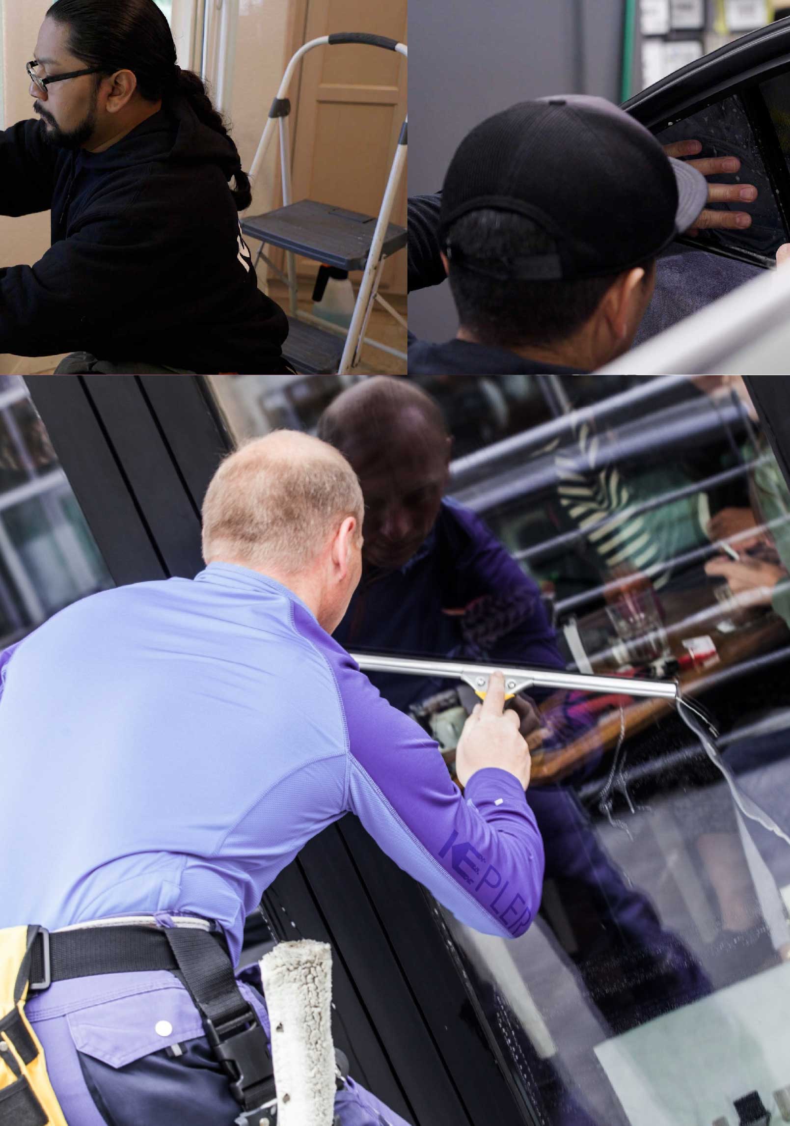 Kepler Skilled Applying Anti-Graffiti Window Film to a Prosper Shop Front