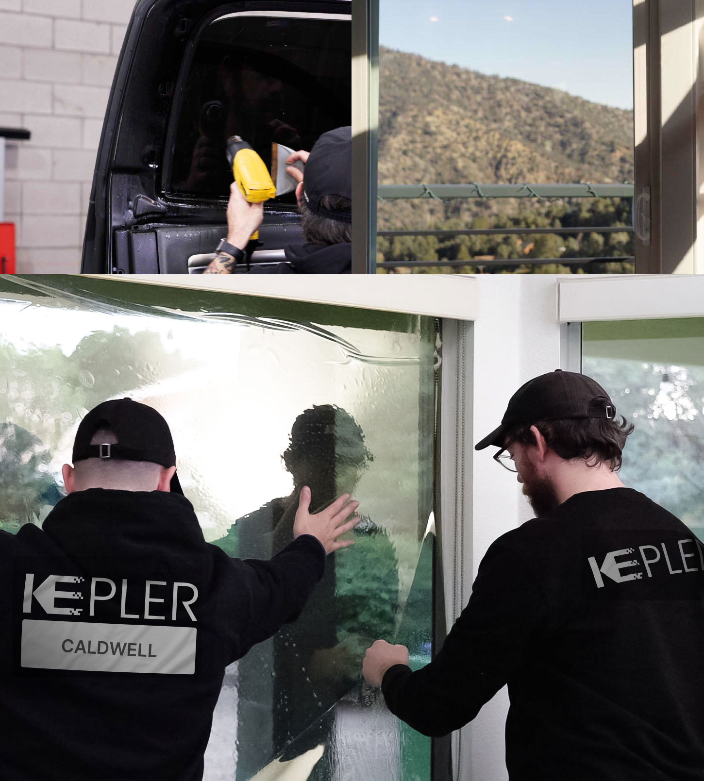 Kepler Technician Installing High-tech Window Tint to Home in Caldwell