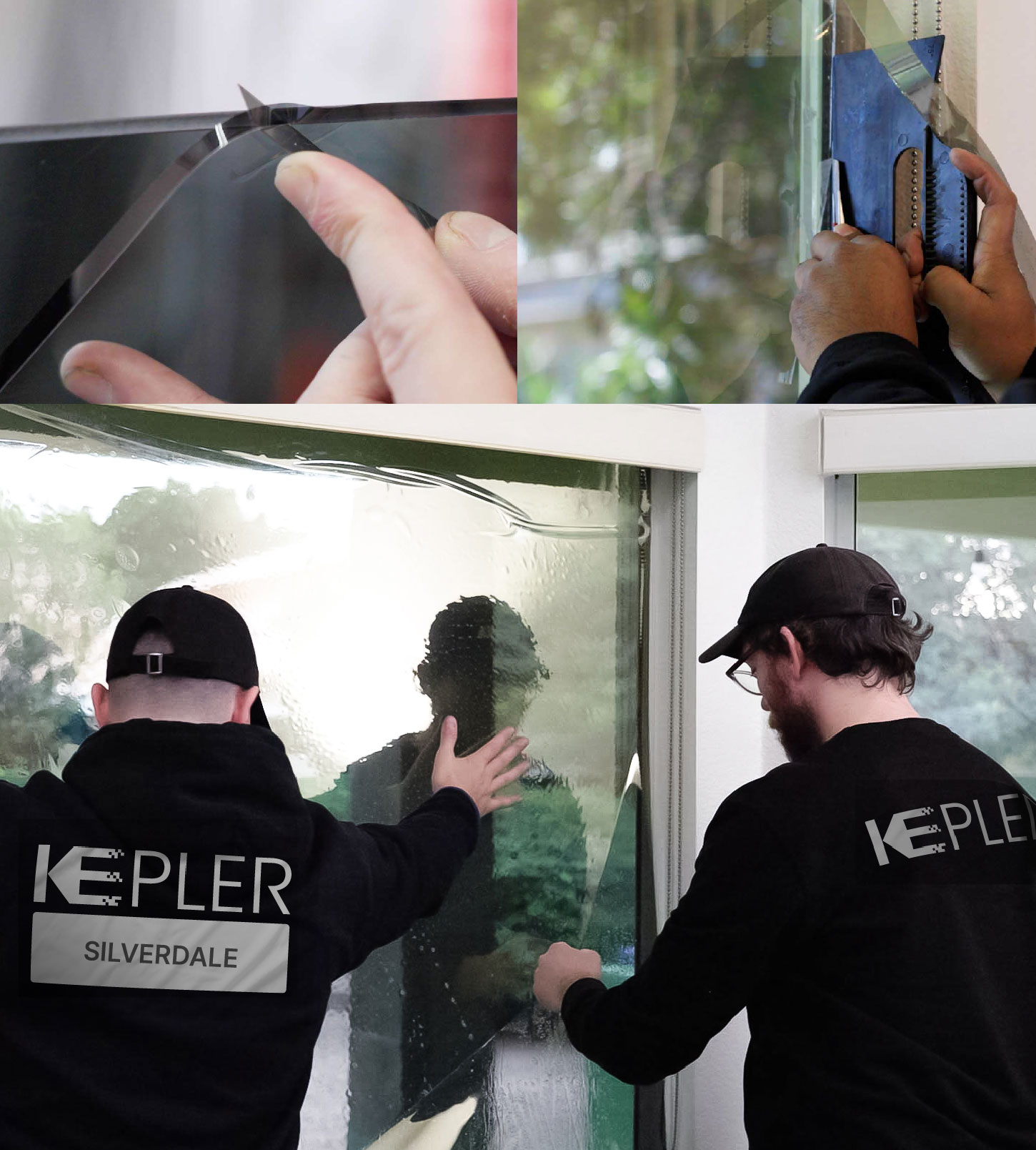 Kepler Technician Installing Ceramic Window Tint to Home in Silverdale