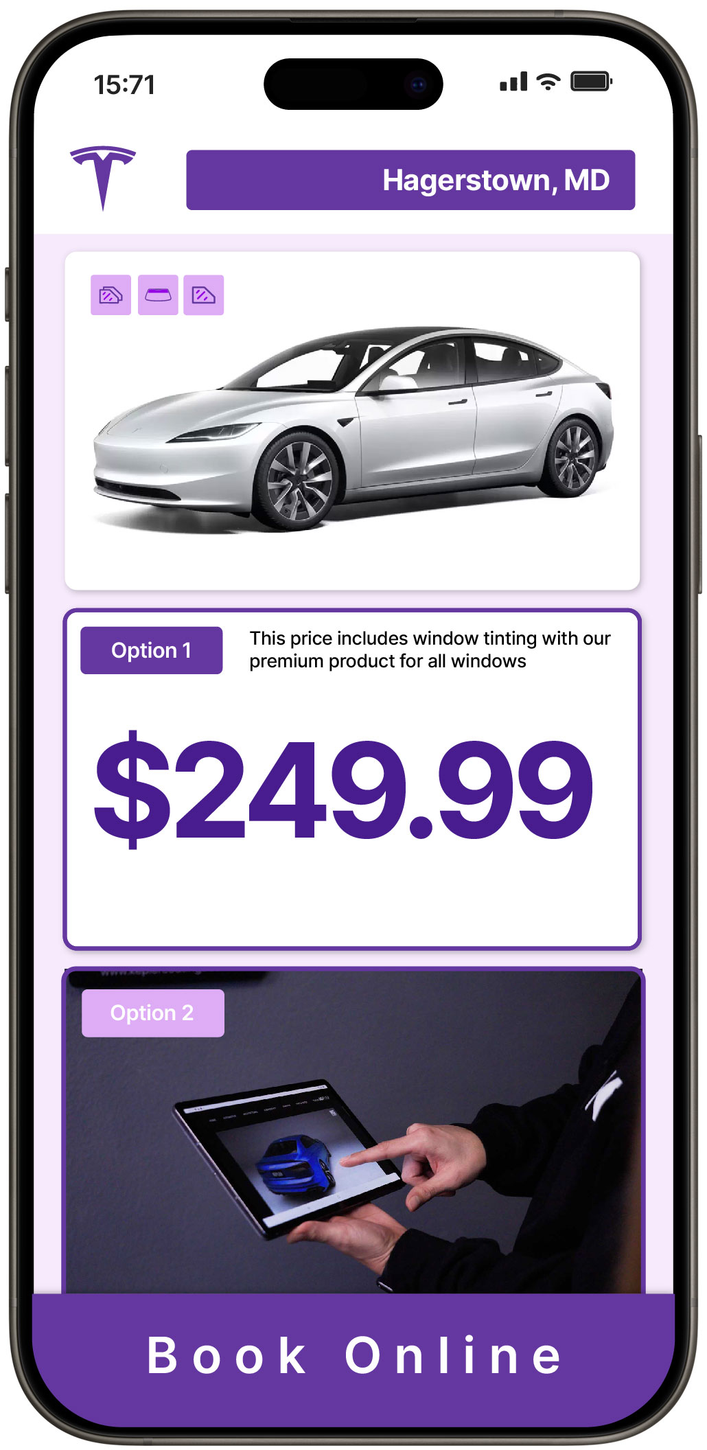 View Reasonable Tesla Window Tinting Prices in Hagerstown, Maryland