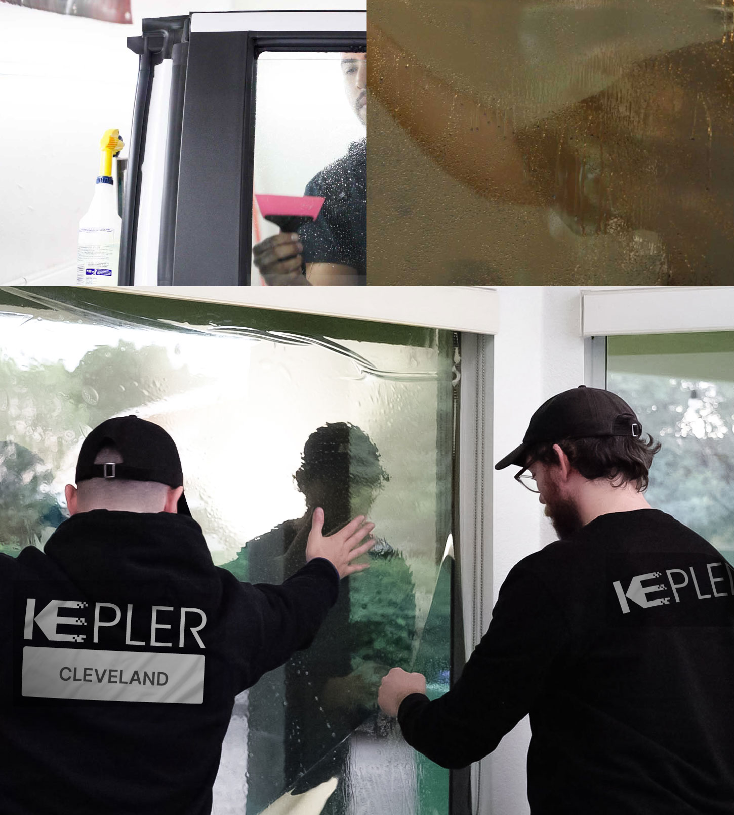 Expert Technician Installing High-tech Window Tint to Home in Cleveland
