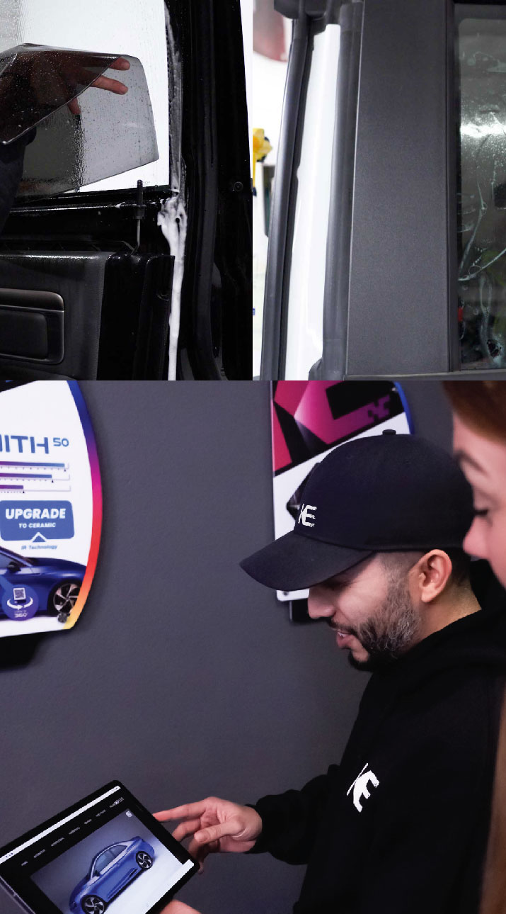 Kepler Dealer Showing Car Window Film Options to Customer in Valrico, Florida