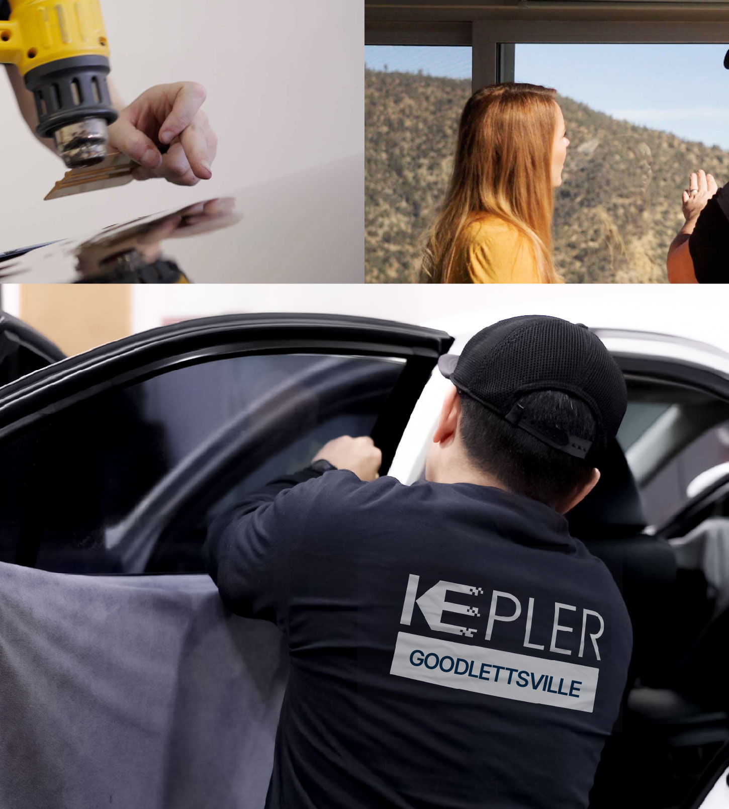 Automotive Window Tinting Expert Applying Film in Goodlettsville, Tennessee