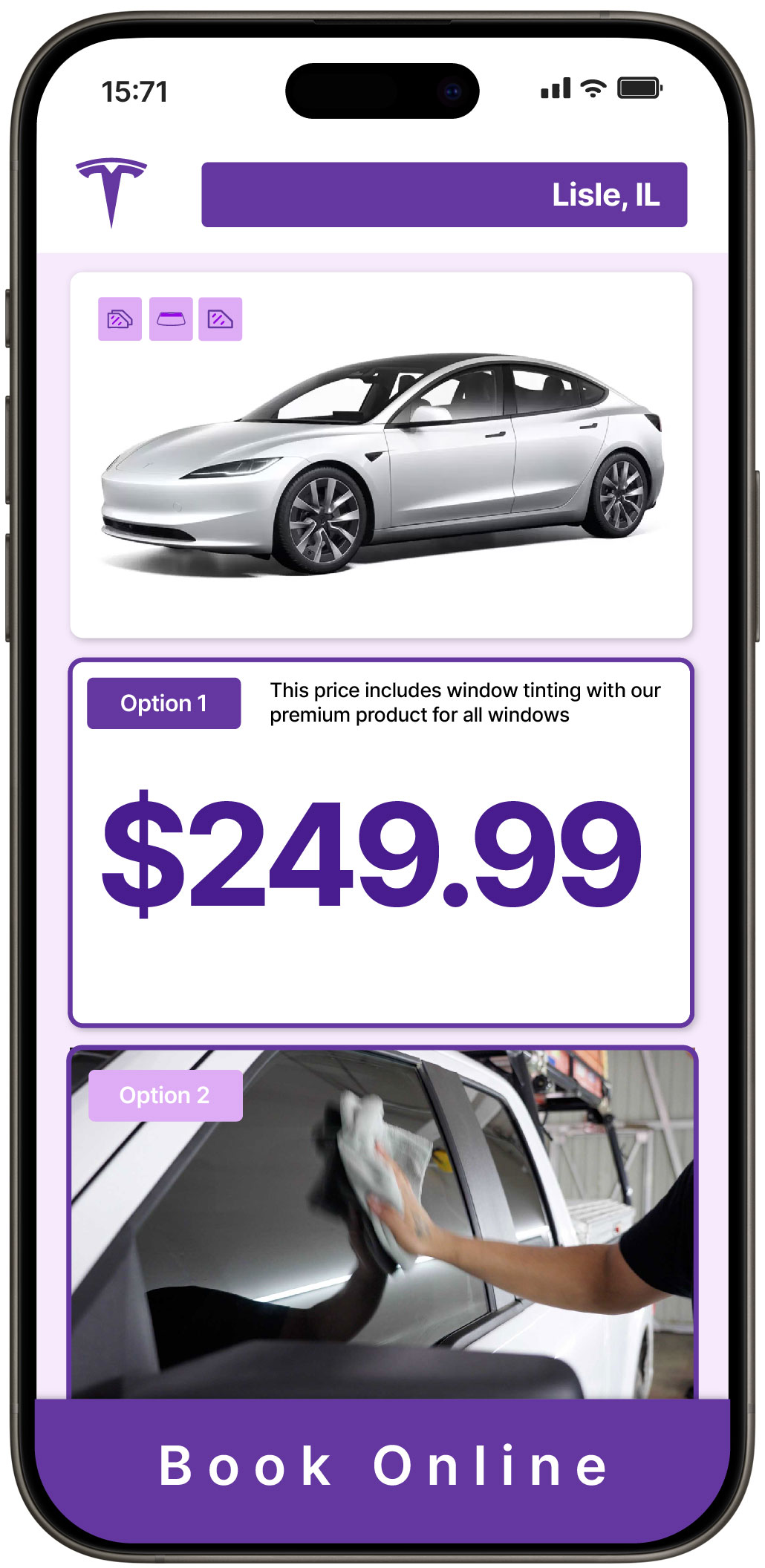View Competitive Tesla Window Tinting Rates in Lisle, Illinois
