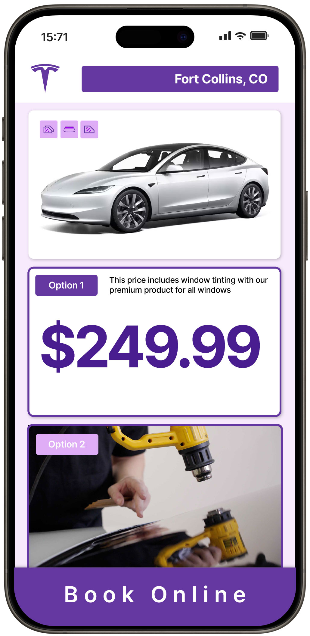 View Competitive Tesla Window Tinting Rates in Fort Collins, Colorado