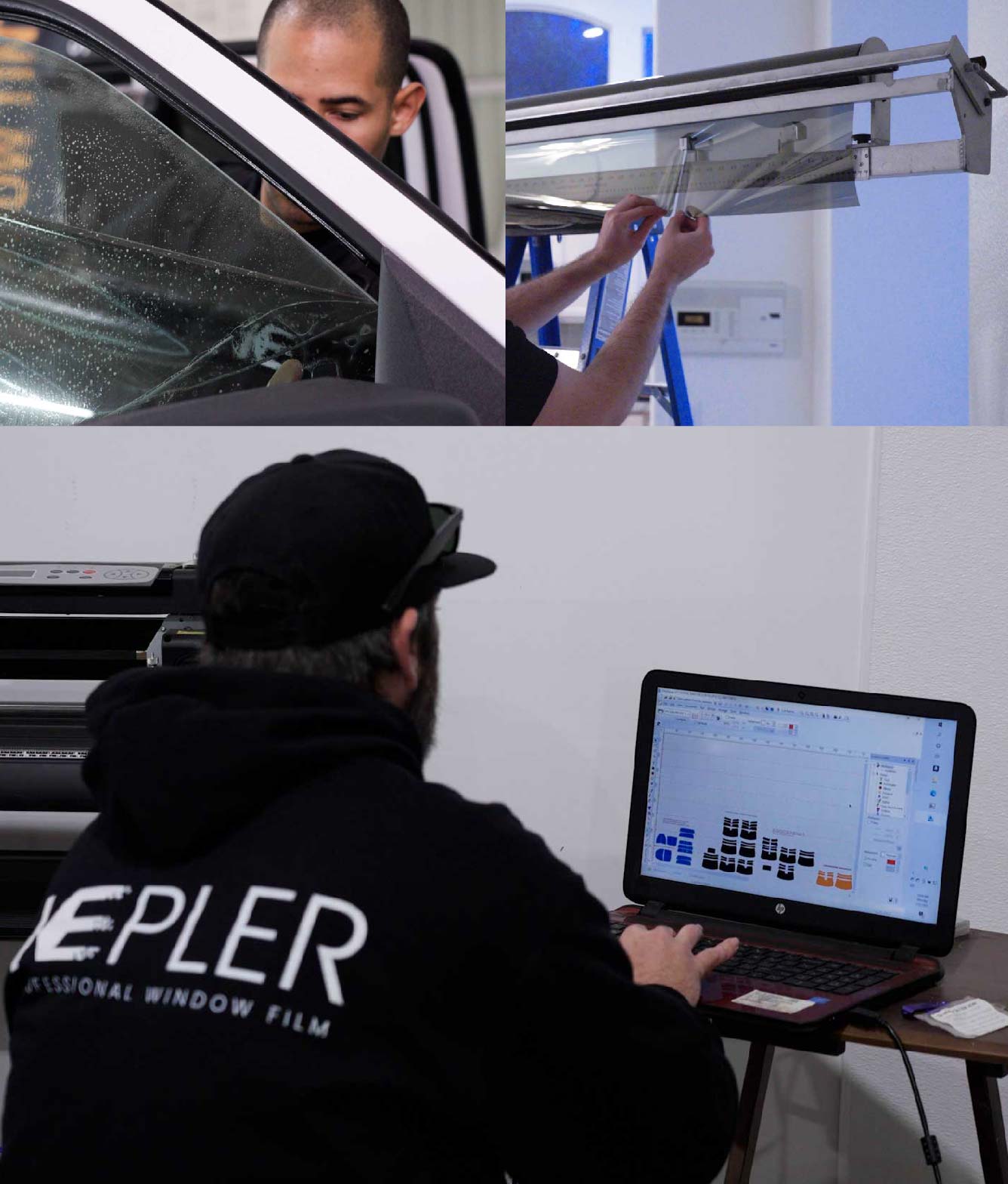Ceramic Window Tinting Expert Cutting Film in Reading, Pennsylvania