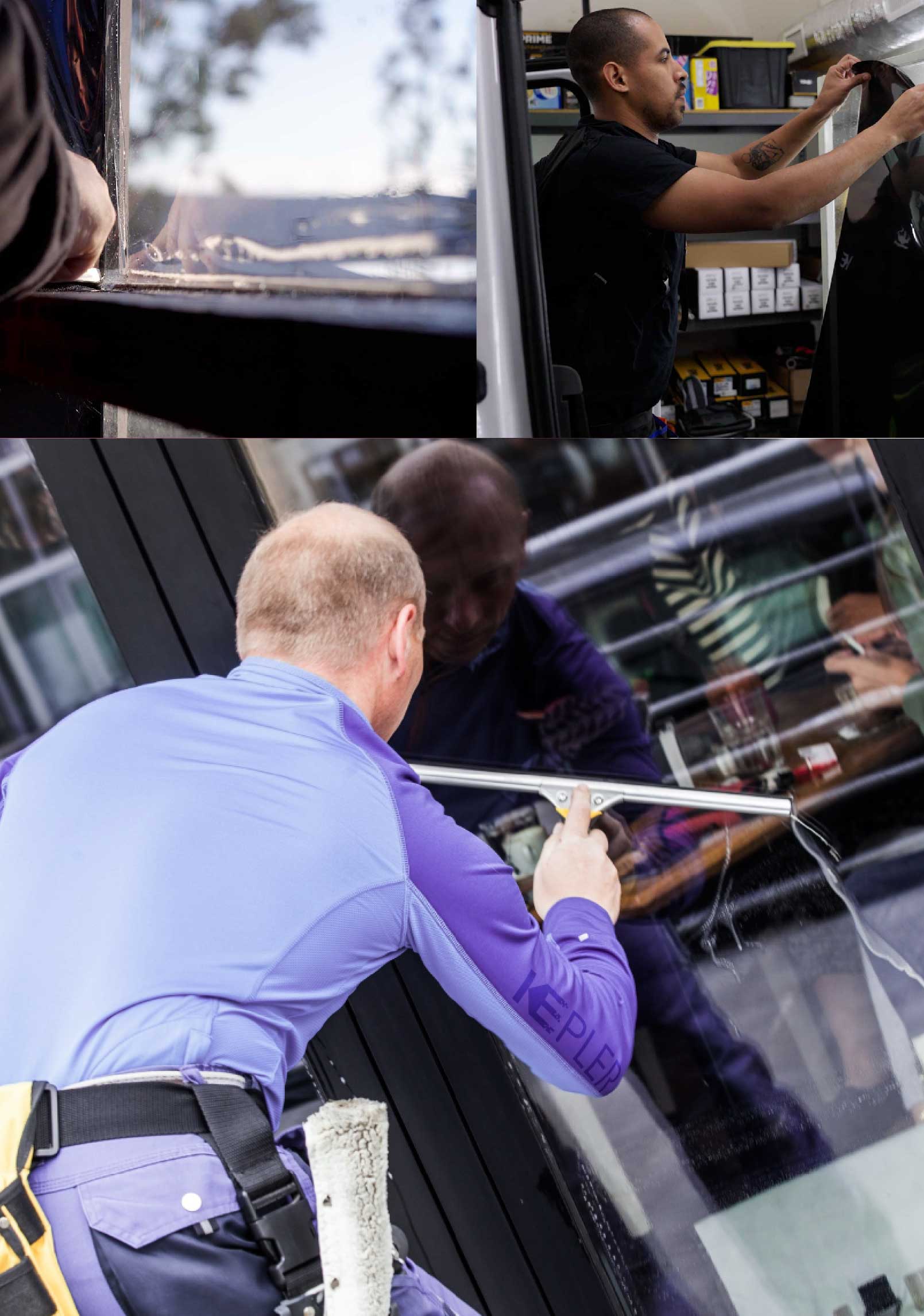 Kepler Skilled Applying Anti-Graffiti Window Film to a Oregon Shop Front