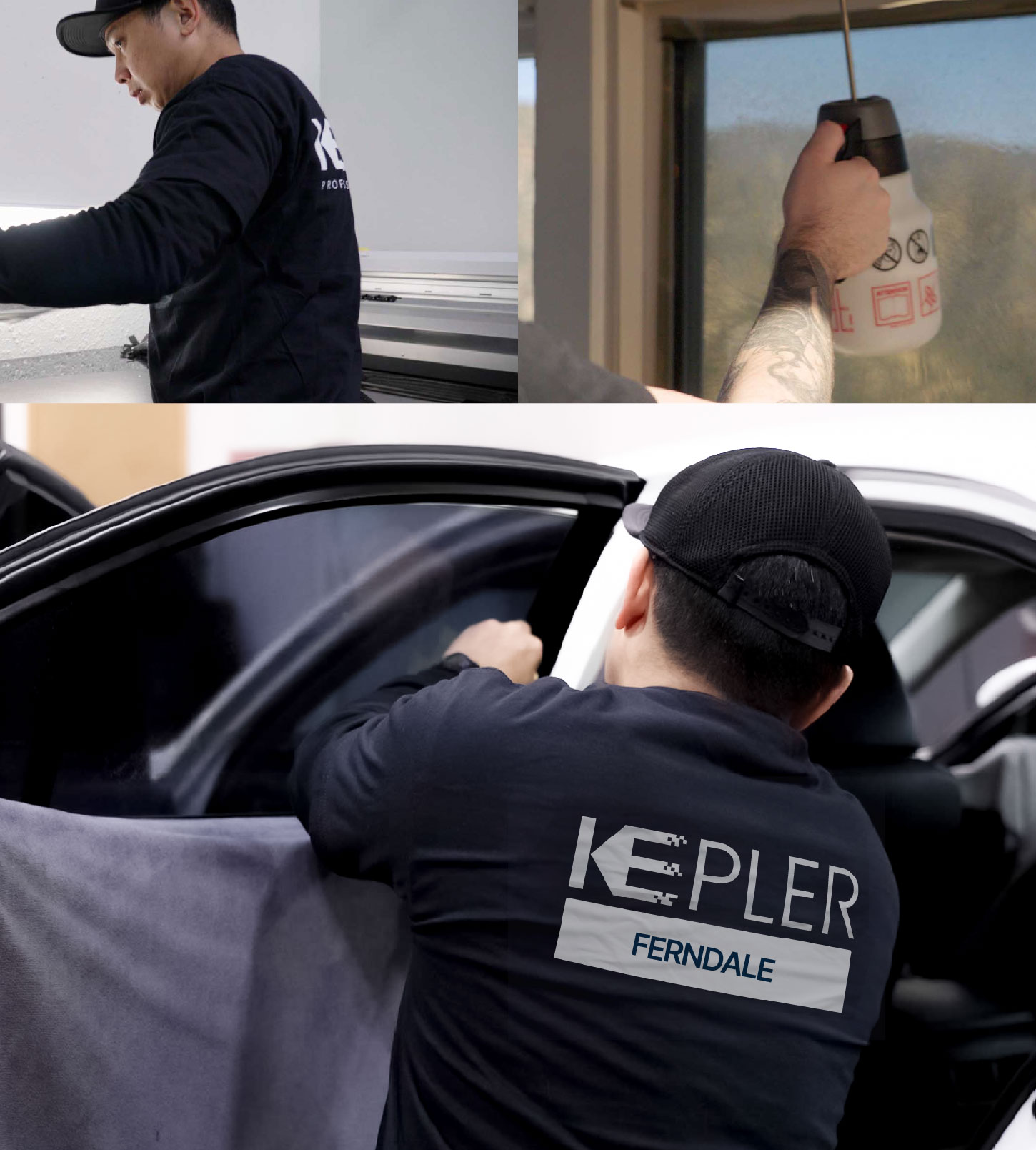 Automotive Window Tinting Expert Applying Film in Ferndale, Michigan
