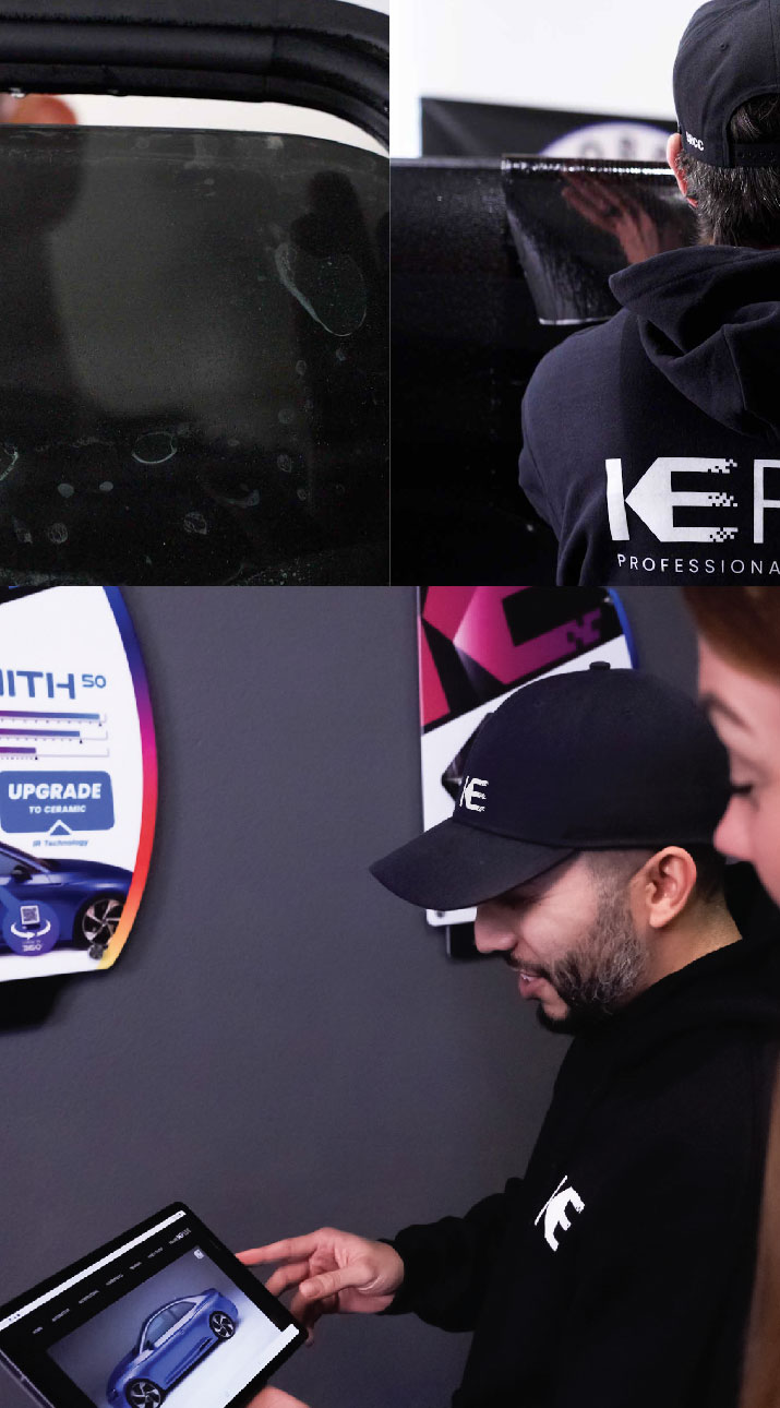 Kepler Dealer Showing Car Window Film Options to Customer in Menomonie, Wisconsin