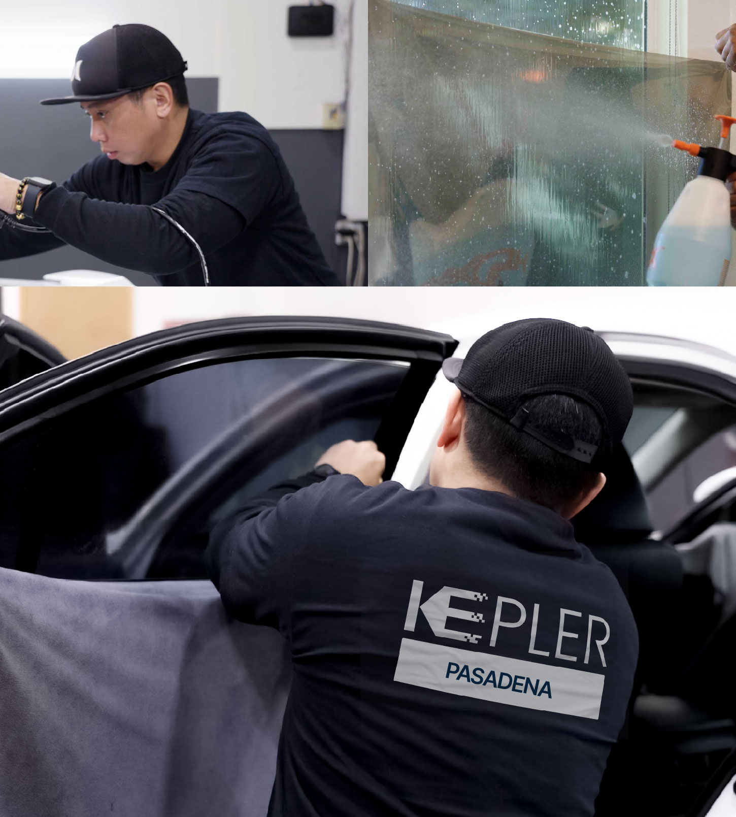 Automotive Window Tinting Expert Applying Film in Pasadena, Maryland