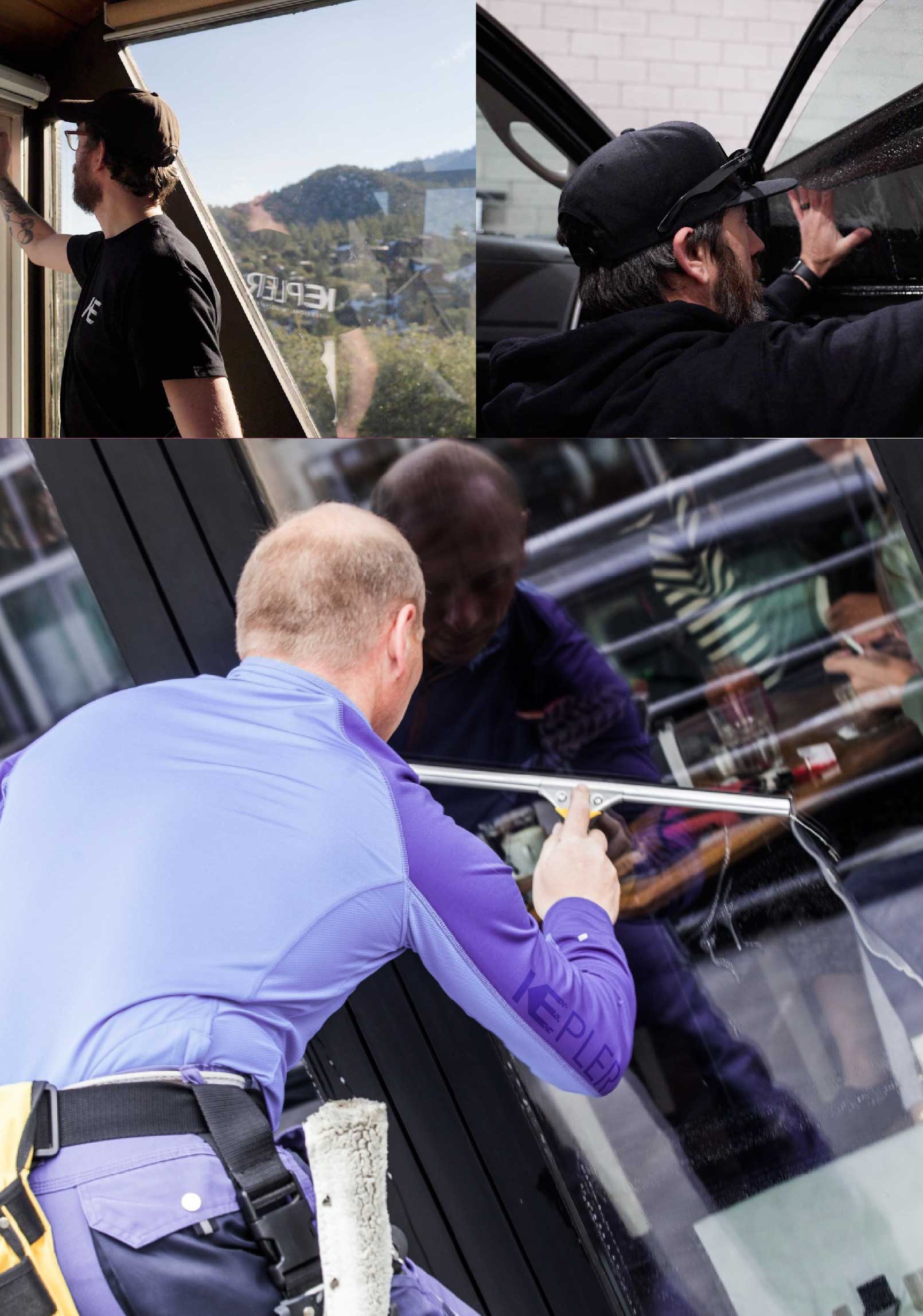Kepler Skilled Applying Anti-Graffiti Window Film to a Los Banos Shop Front