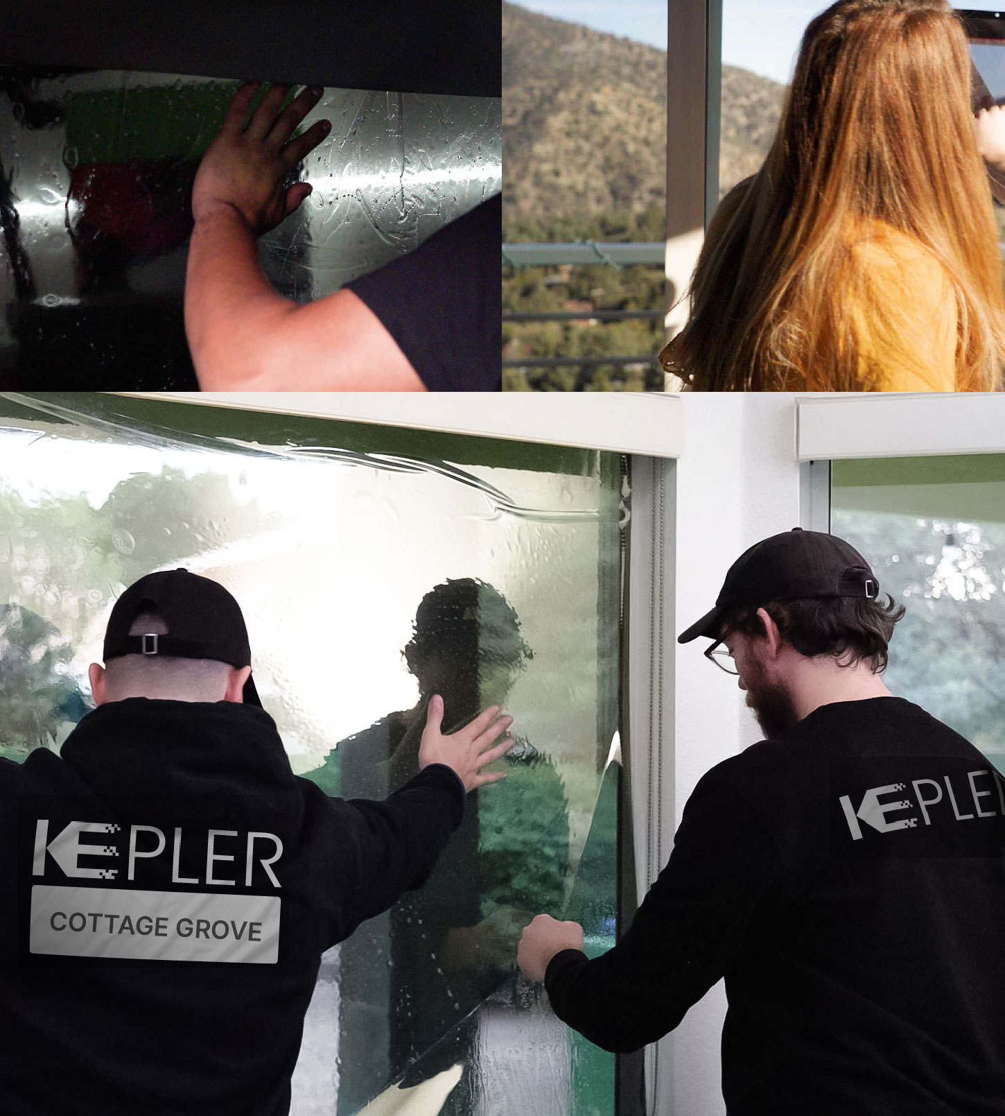 Expert Technician Installing Advanced Window Tint to Home in Cottage Grove