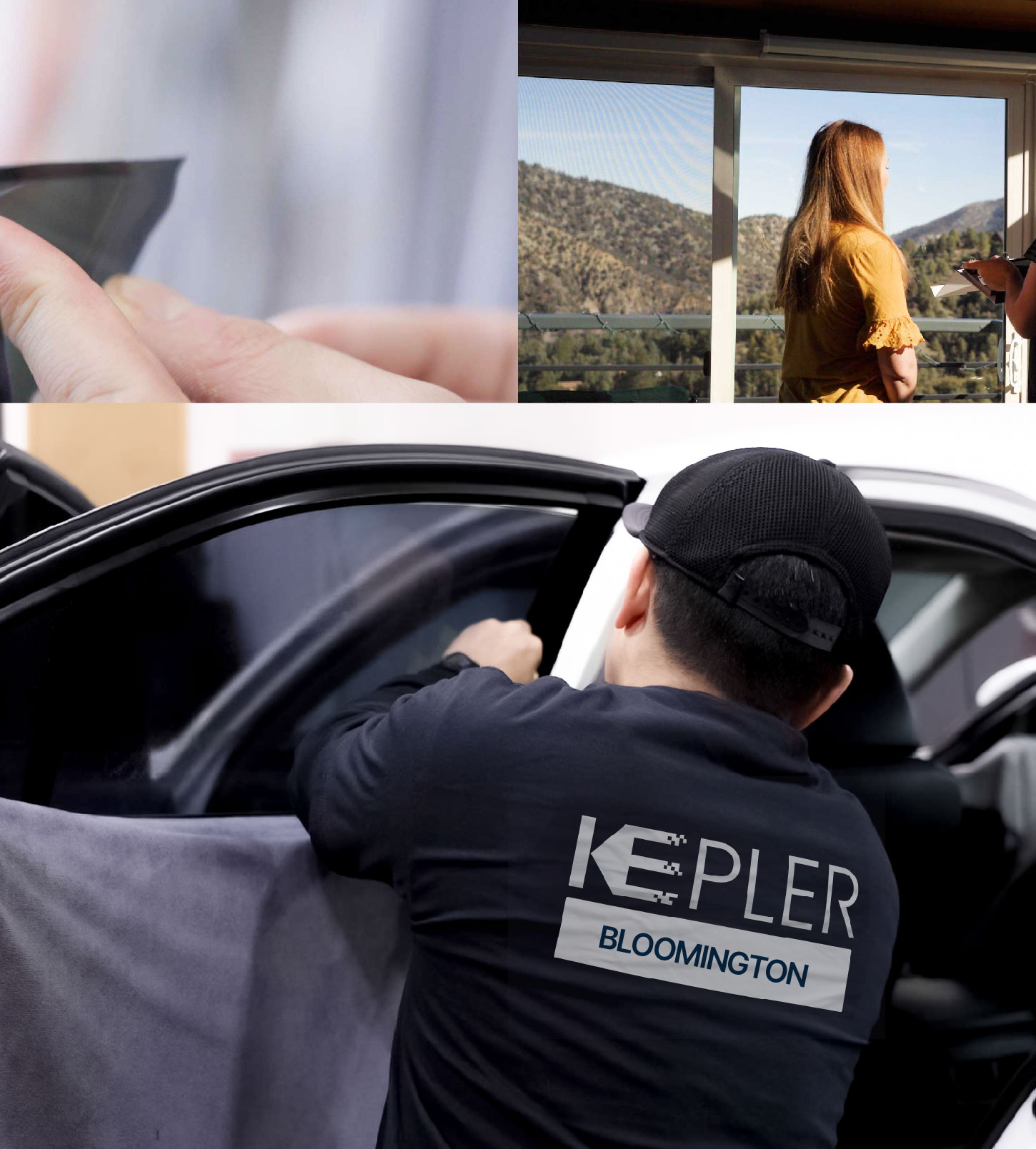 Automotive Window Tinting Expert Applying Film in Bloomington, Indiana