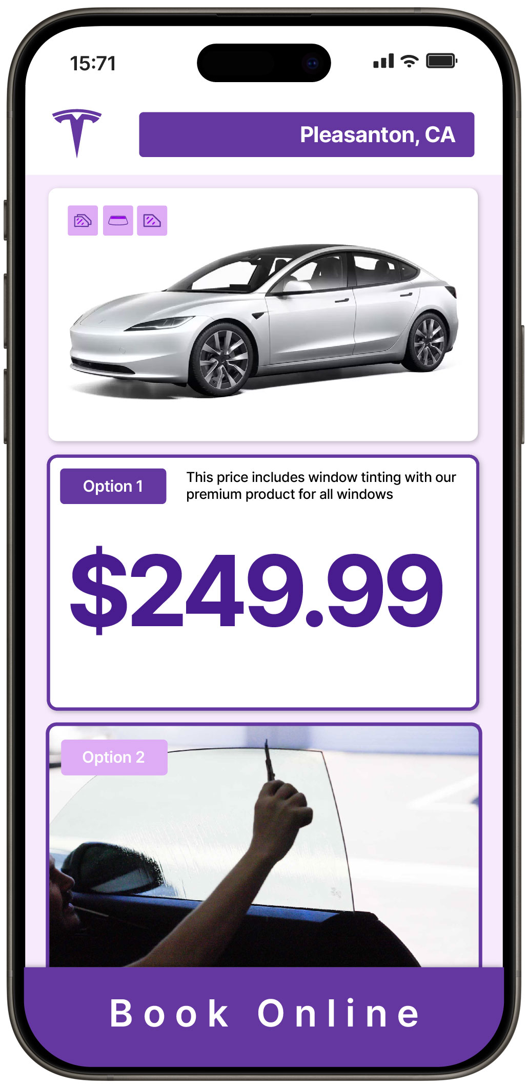 View Reasonable Tesla Window Tinting Prices in Pleasanton, California