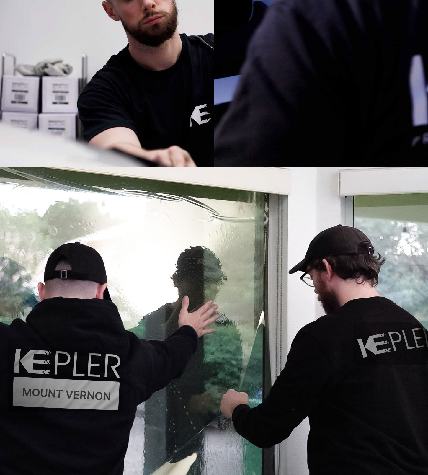 Expert Technician Applying High-tech Window Tint to Home in Mount Vernon