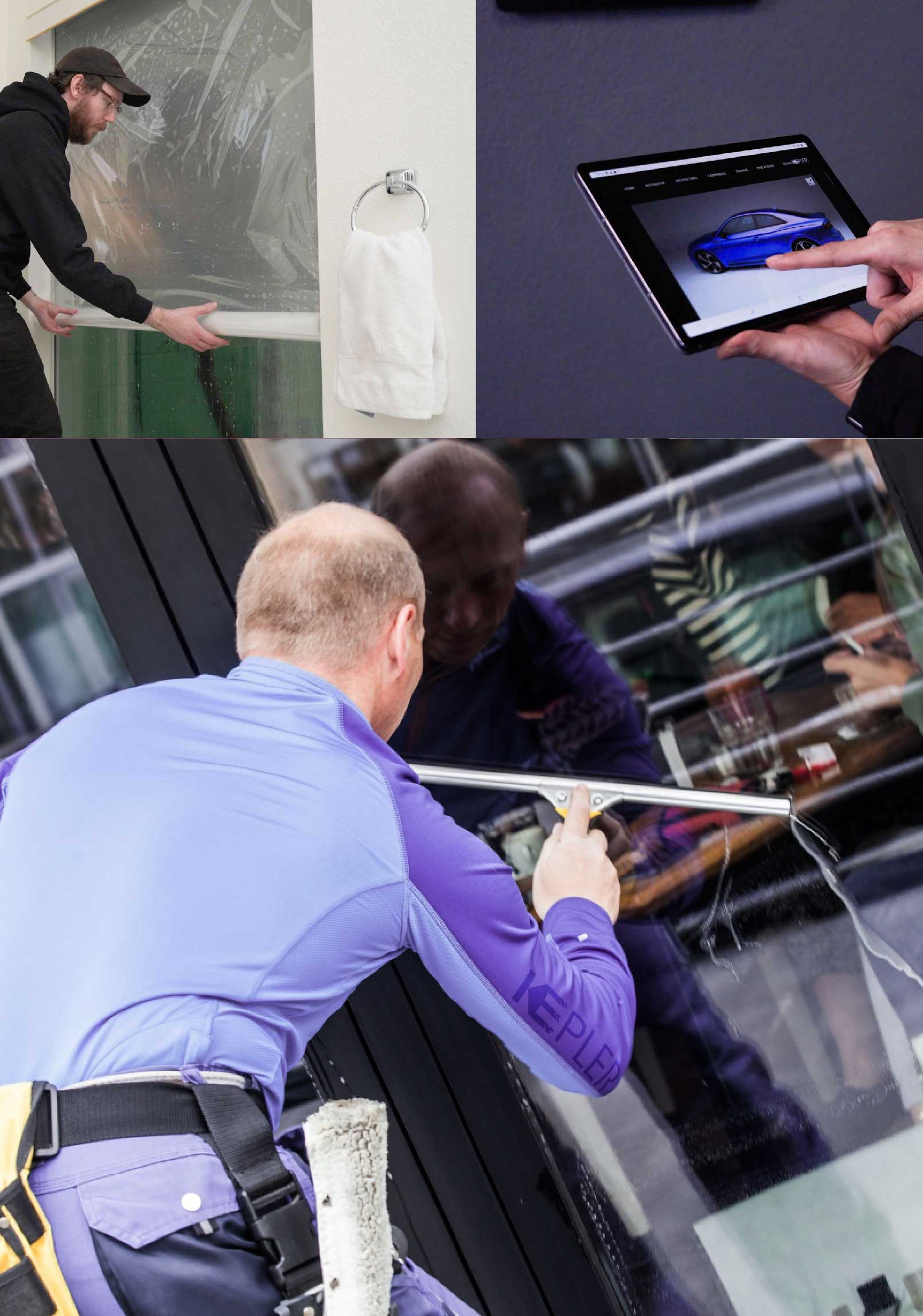 Kepler Expert Applying Anti-Graffiti Window Film to a Bend Shop Front
