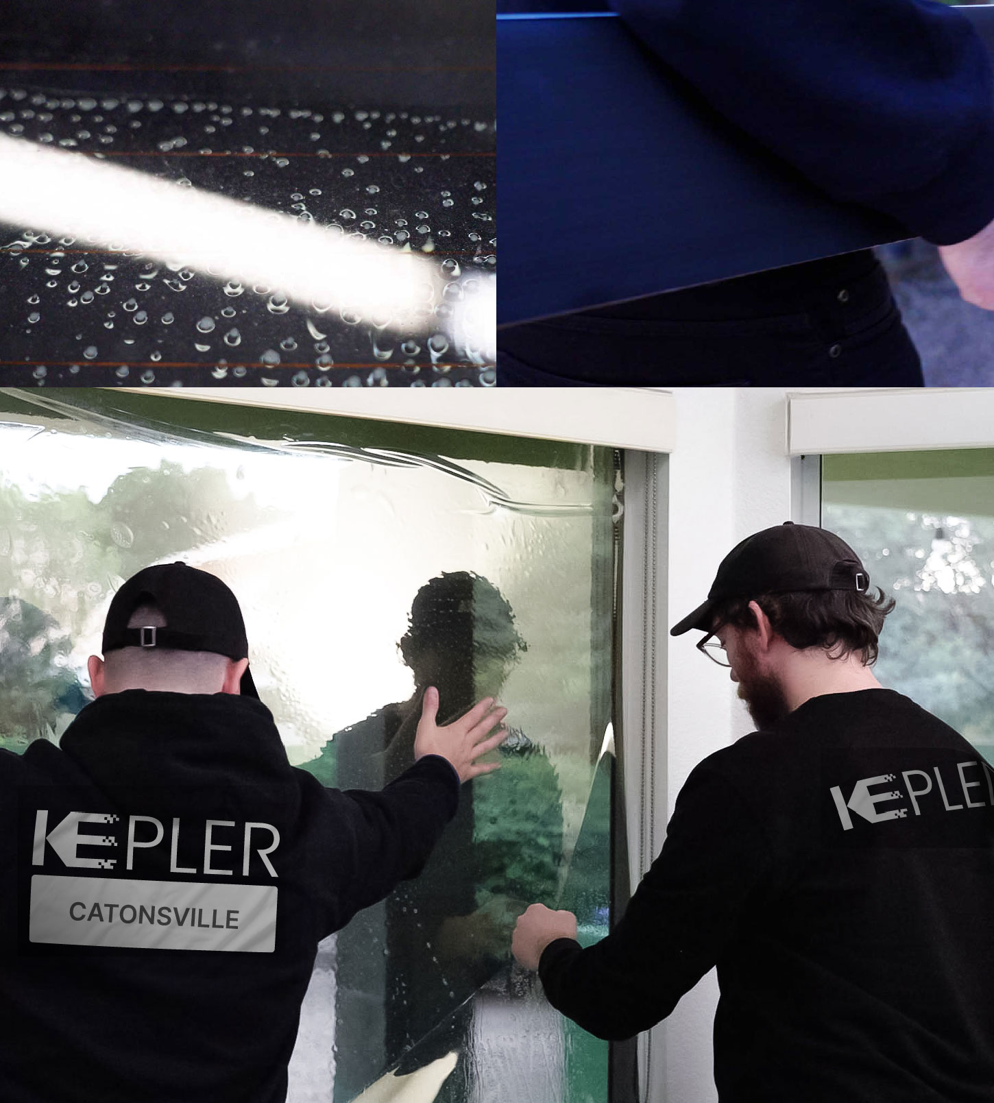 Kepler Technician Applying Advanced Window Tint to Home in Catonsville