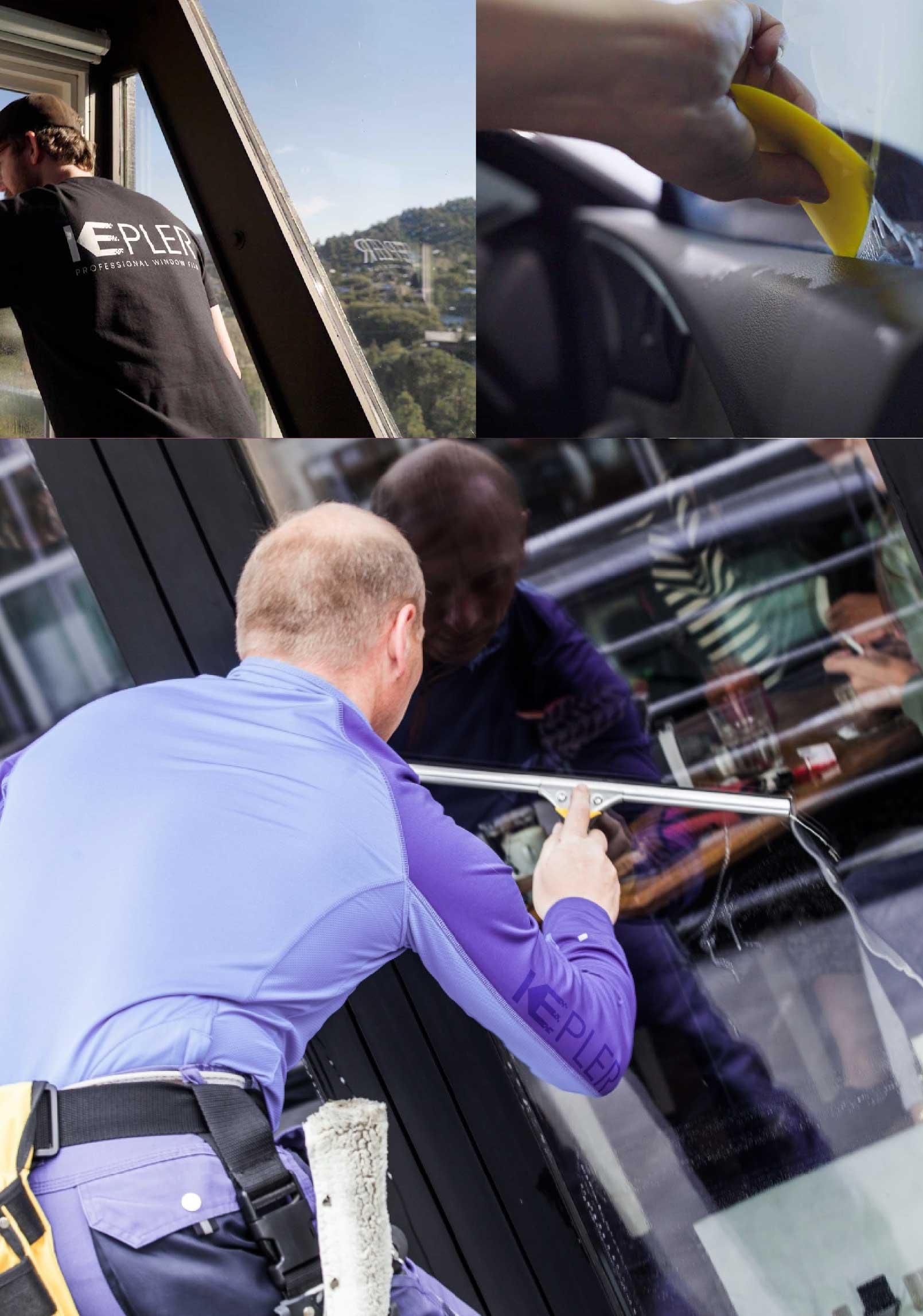 Kepler Skilled Applying Anti-Graffiti Window Film to a Temple Shop Front