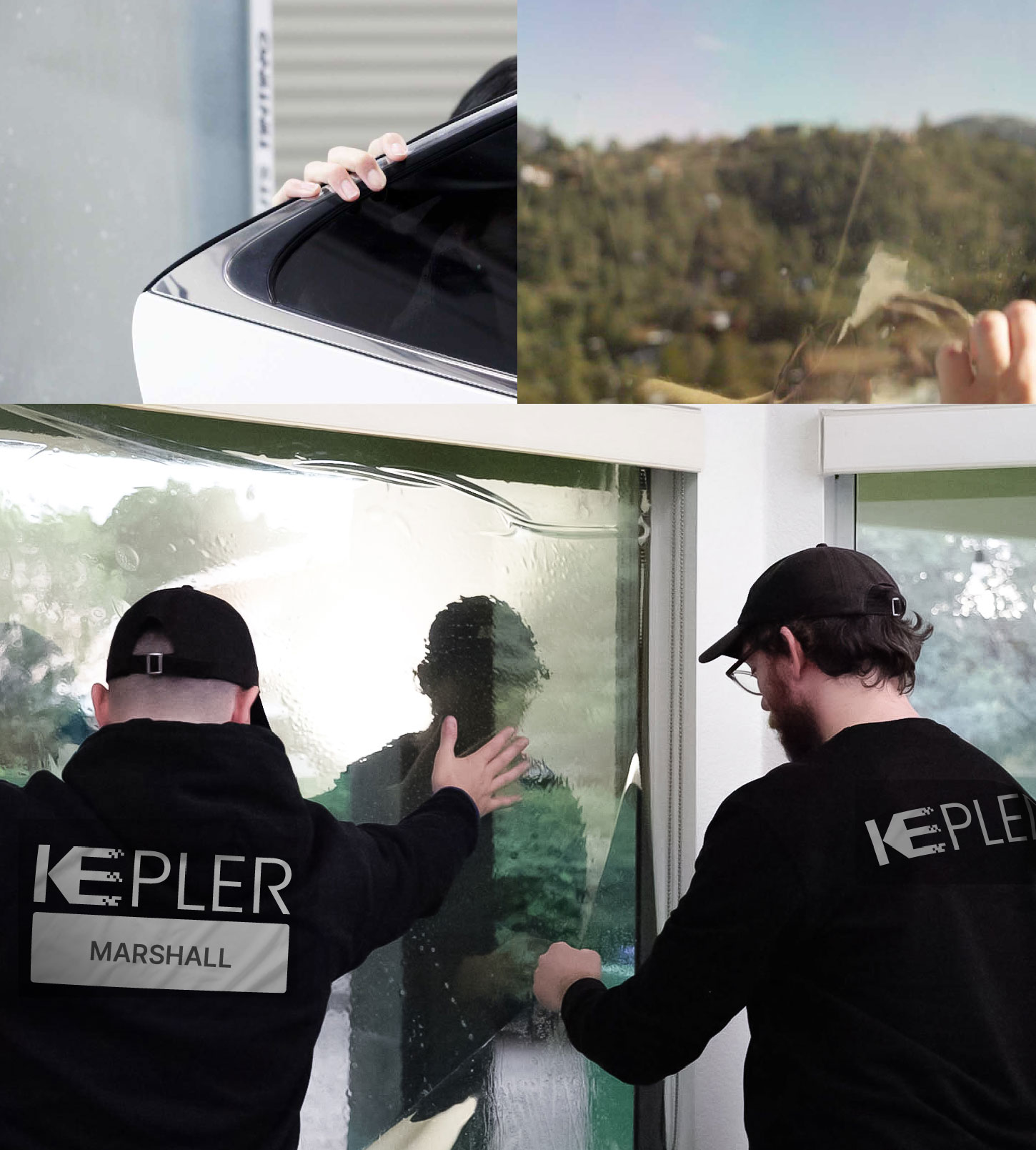 Expert Technician Fitting Advanced Window Tint to Home in Marshall