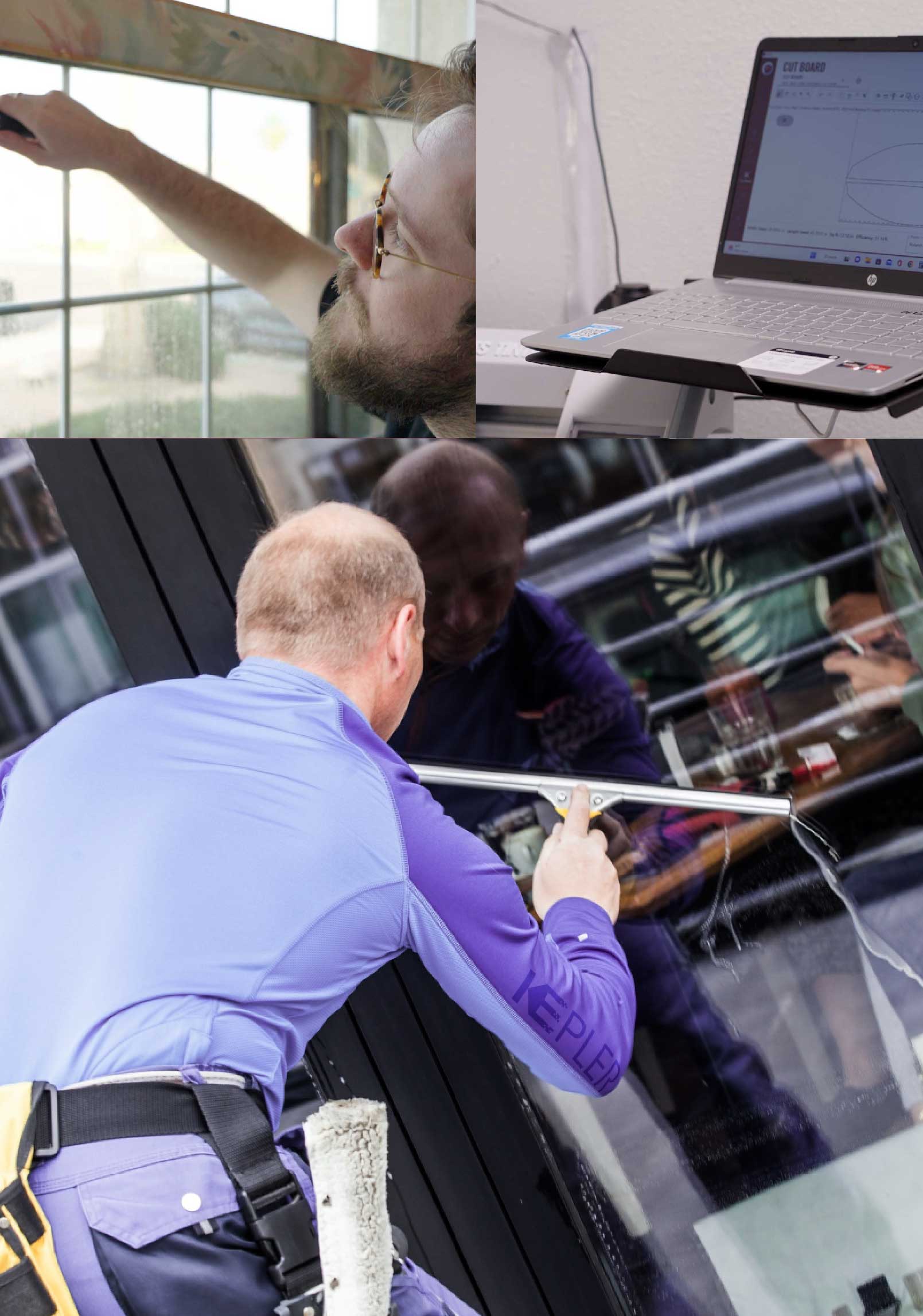 Kepler Skilled Applying Anti-Graffiti Window Film to a Hinsdale Shop Front