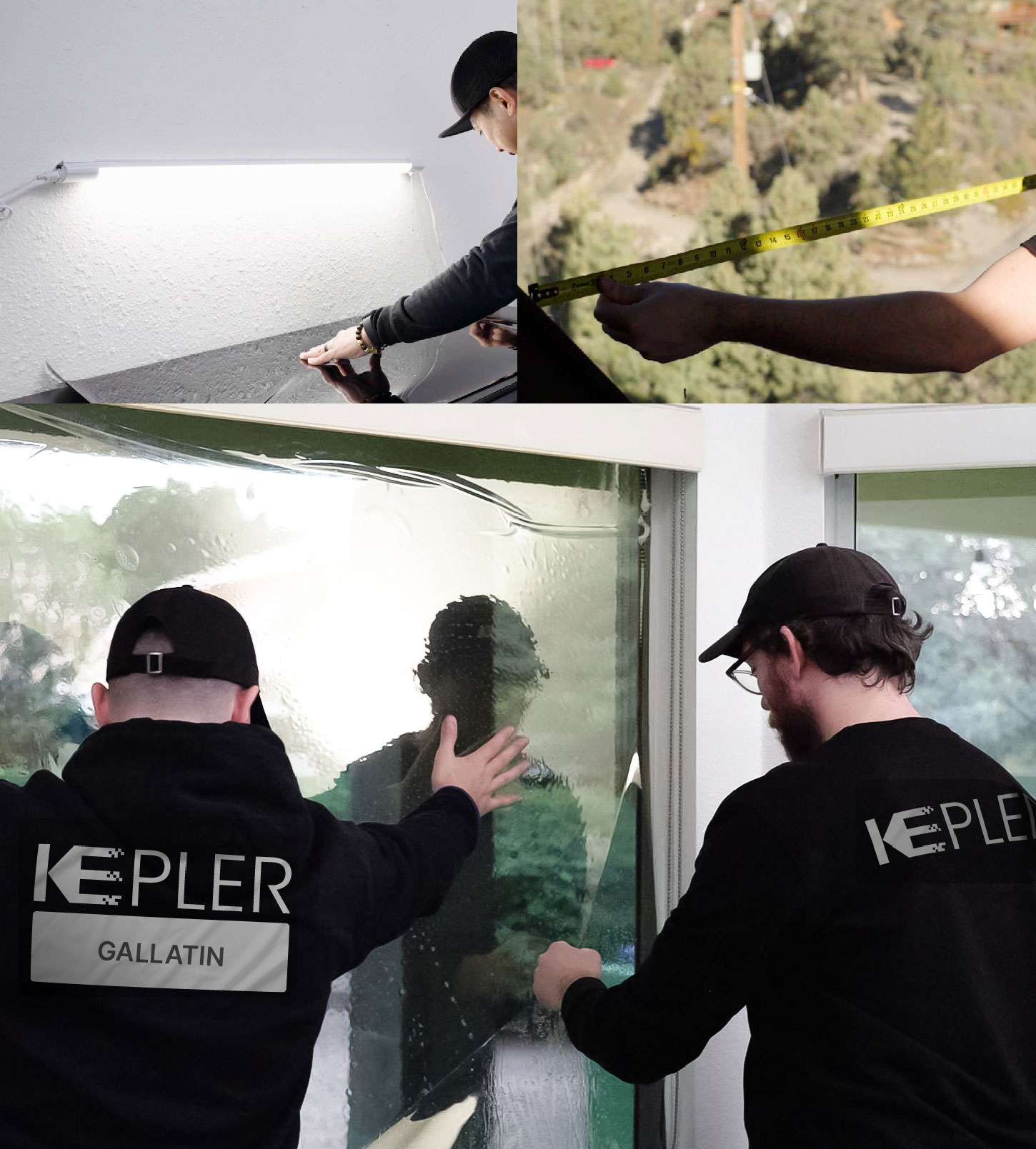 Expert Technician Fitting Advanced Window Tint to Home in Gallatin